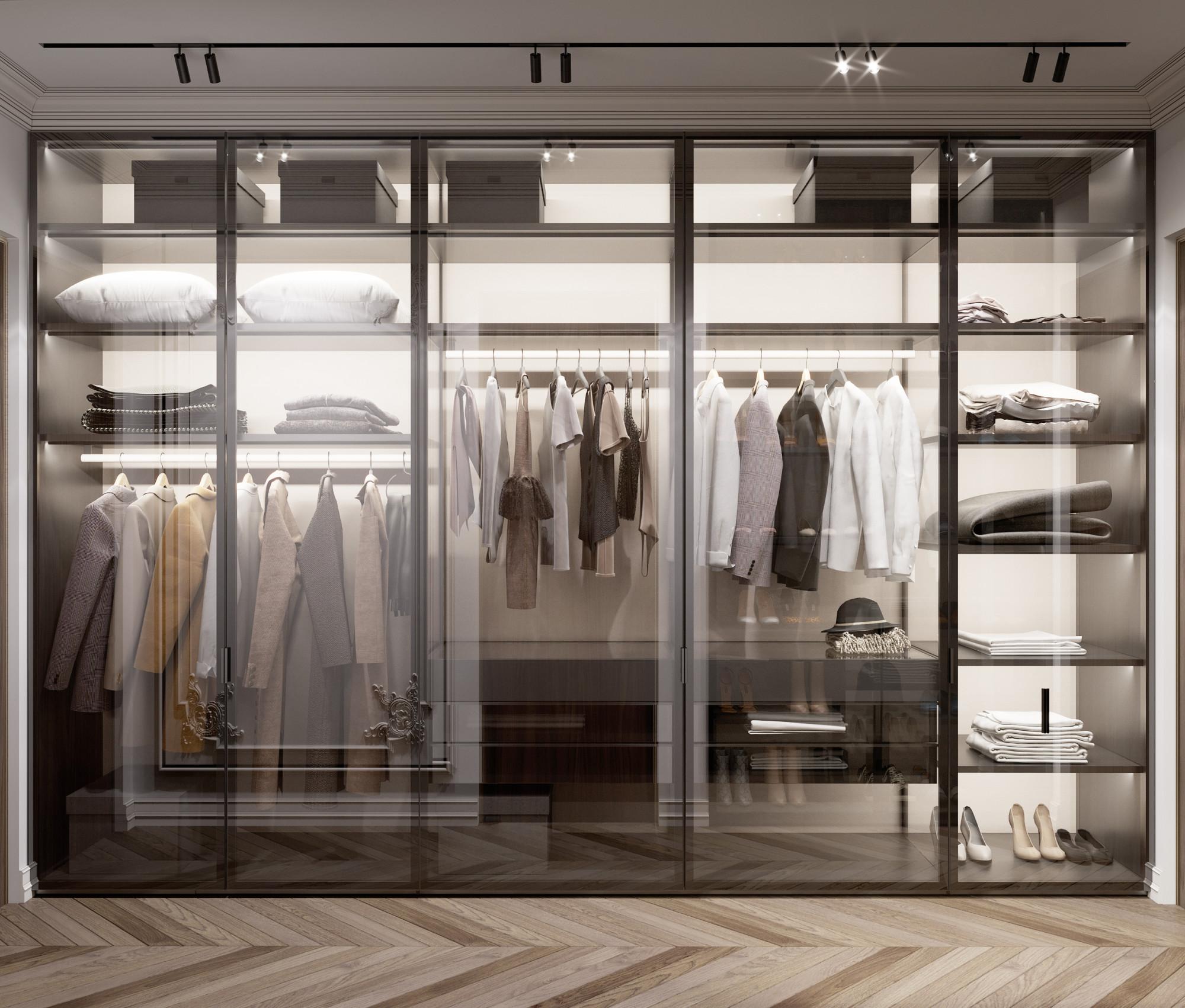 Dressing room in the master bedroom  made in the style of Contemporary classics