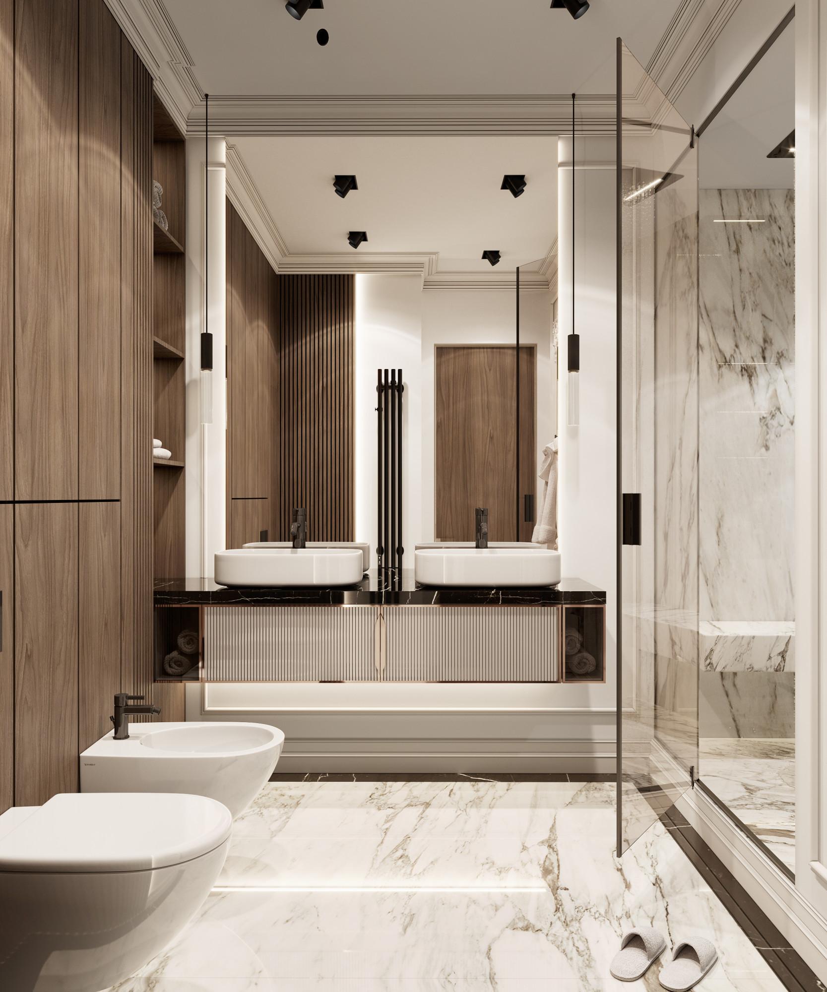 Bathroom in the master bedroom made in the style of Contemporary classics