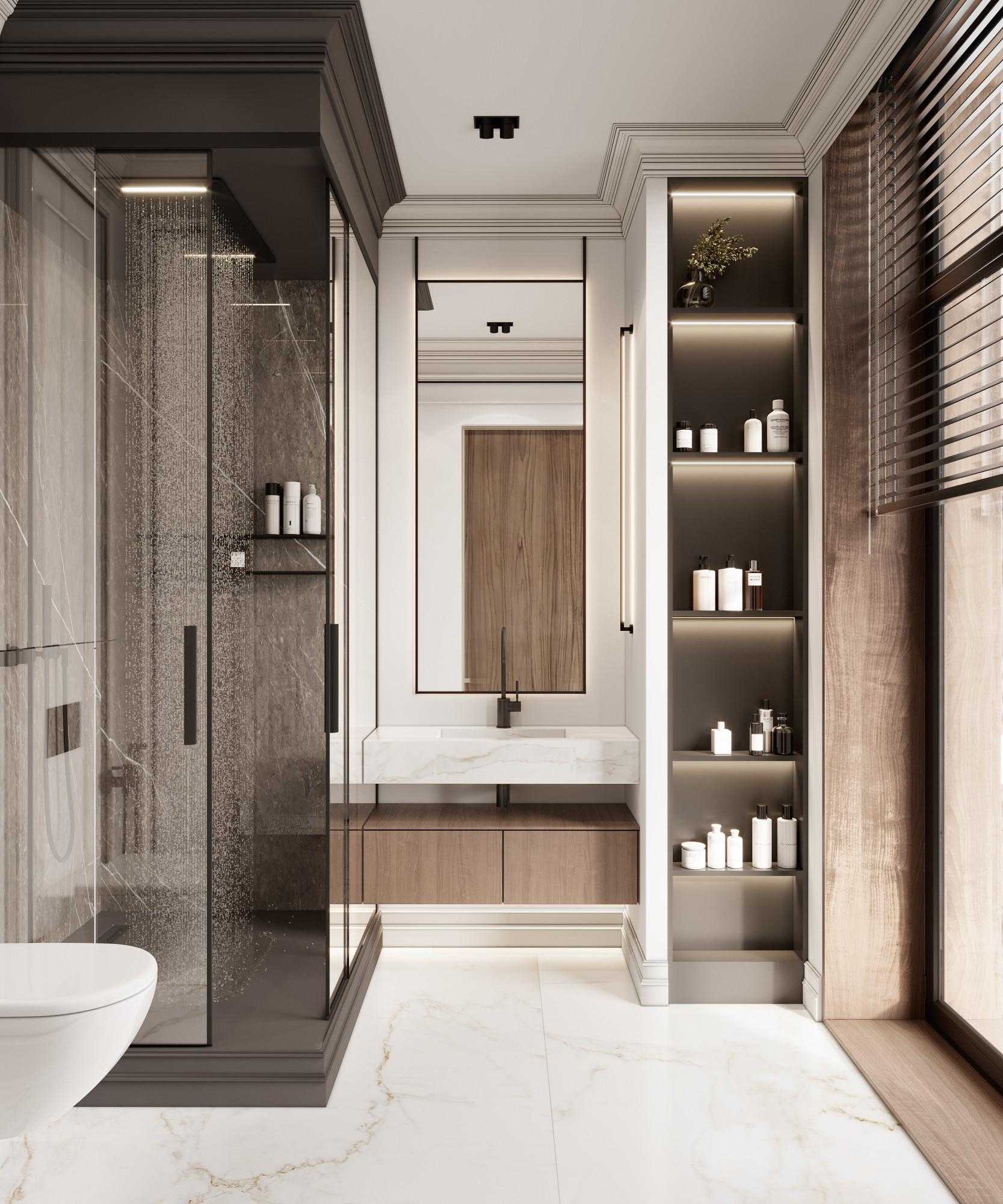 Bathroom in the gues bedroom   made in the style of Contemporary classics