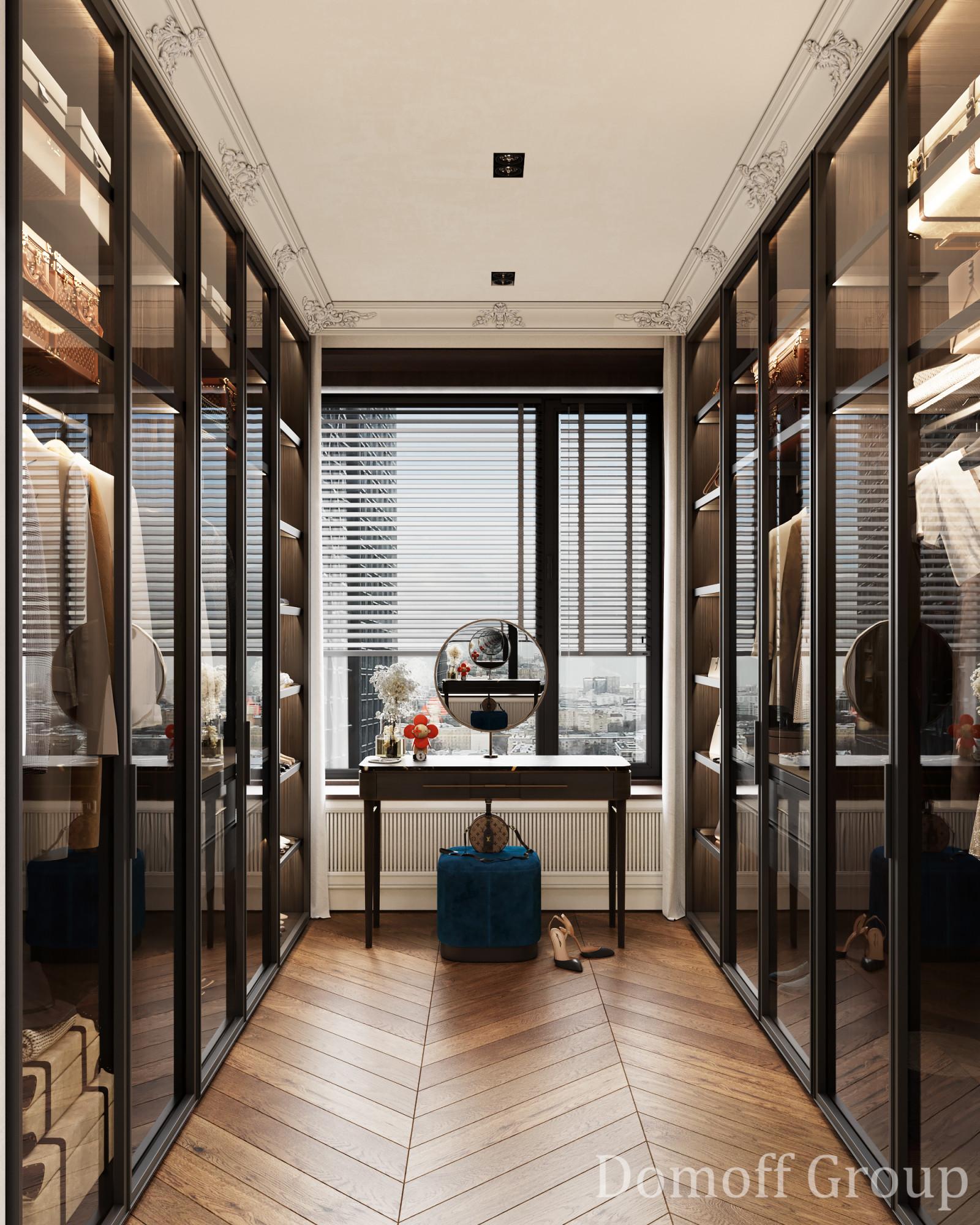 Dressing room in the master bedroom  made in the style of Contemporary classics