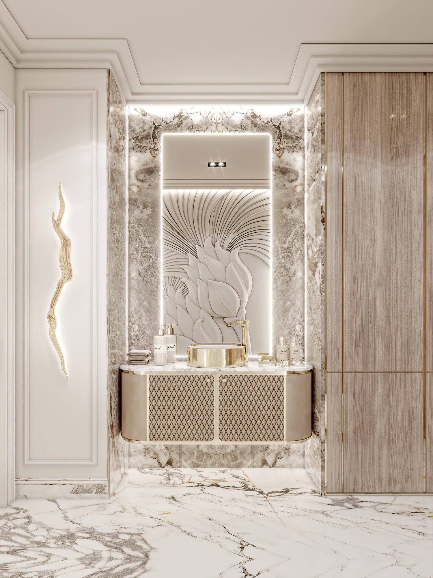 Guest bathroom made in the style of Contemporary classics
