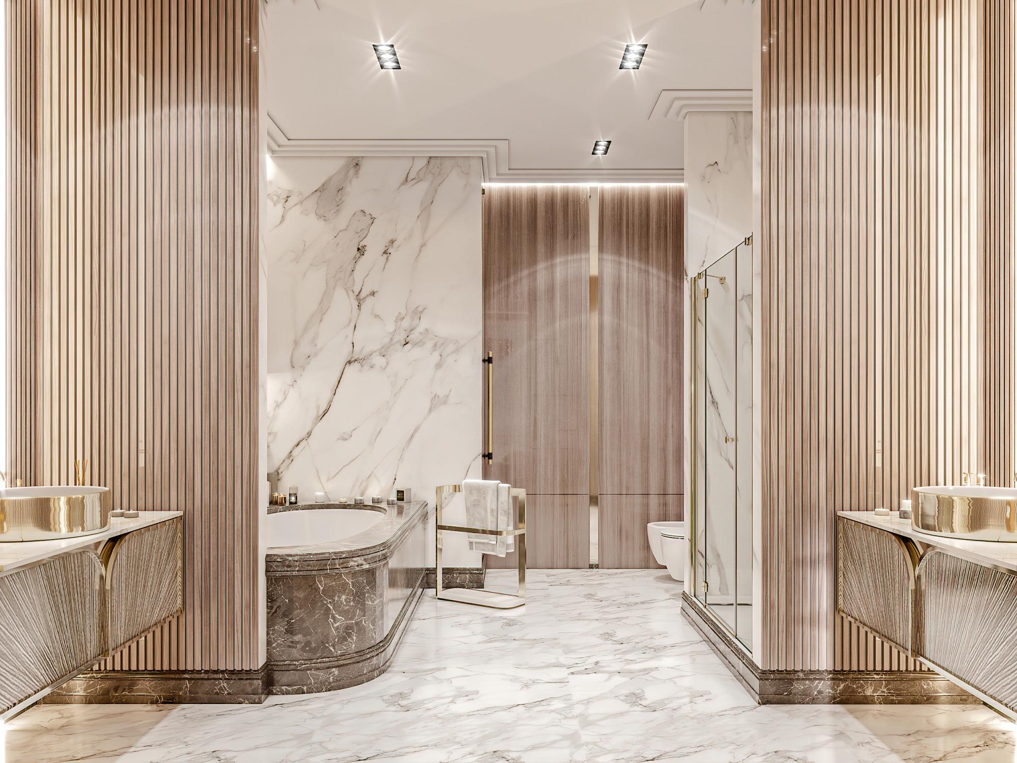 Bathroom in the master bedroom made in the style of Contemporary classics