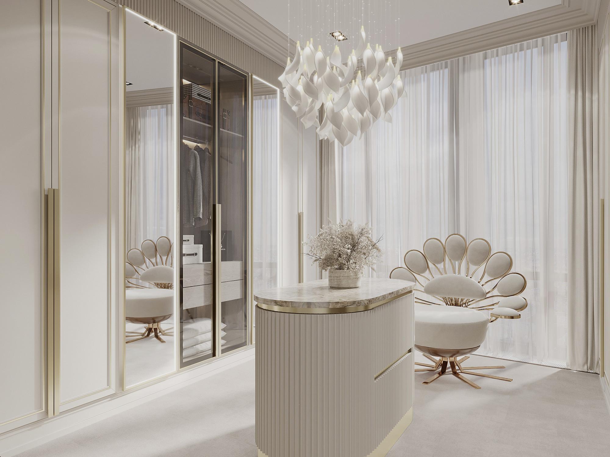 Dressing room in the master bedroom  made in the style of Contemporary classics