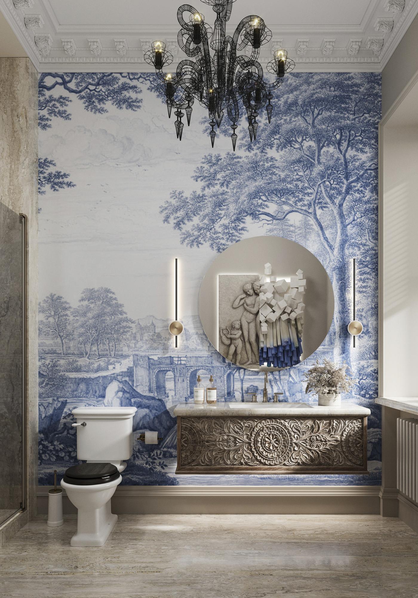 Bathroom in the guest bedroom made in the style of Contemporary classics Neoclassicism