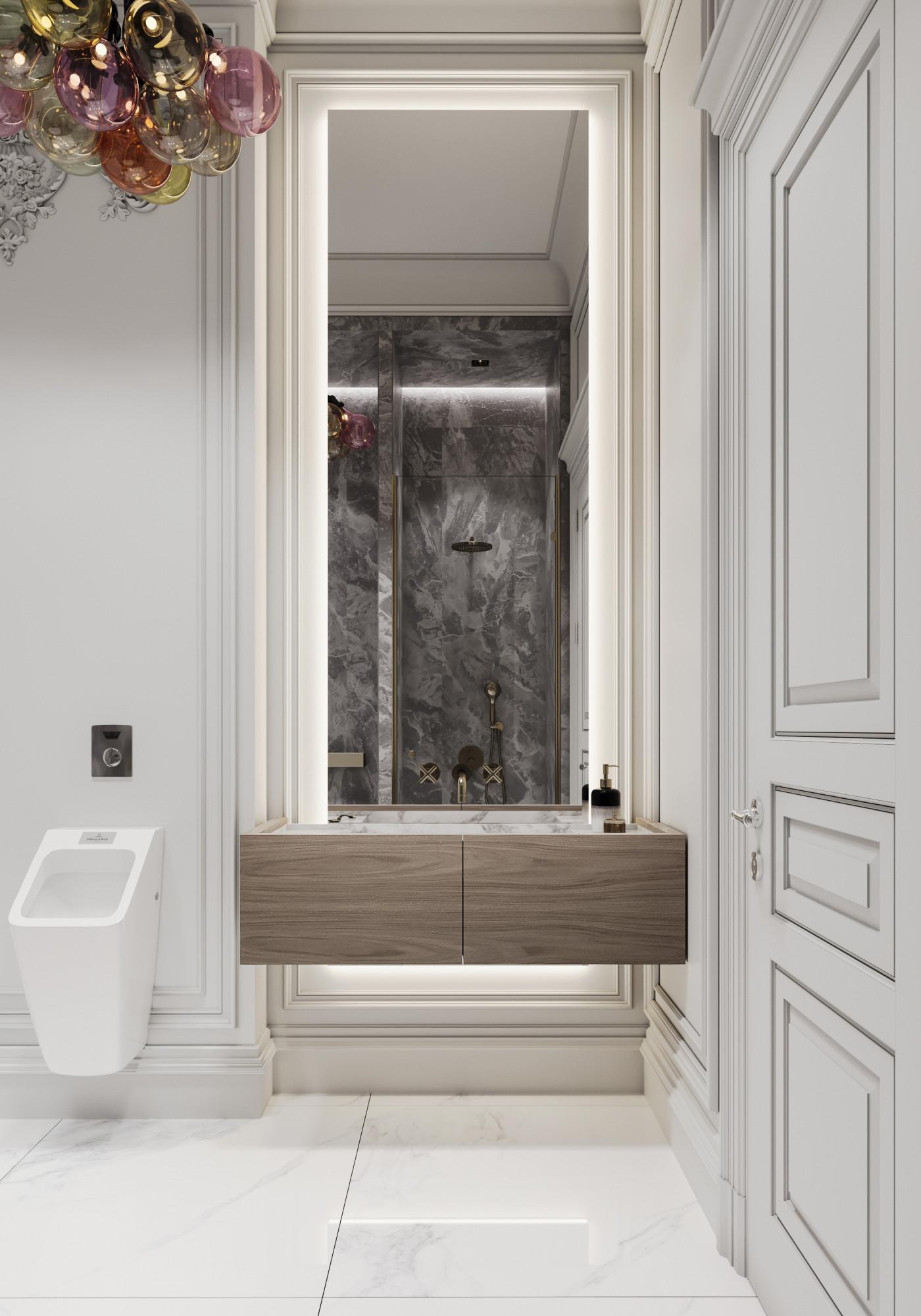 Bathroom in the nursery bedroom made in the style of Contemporary classics