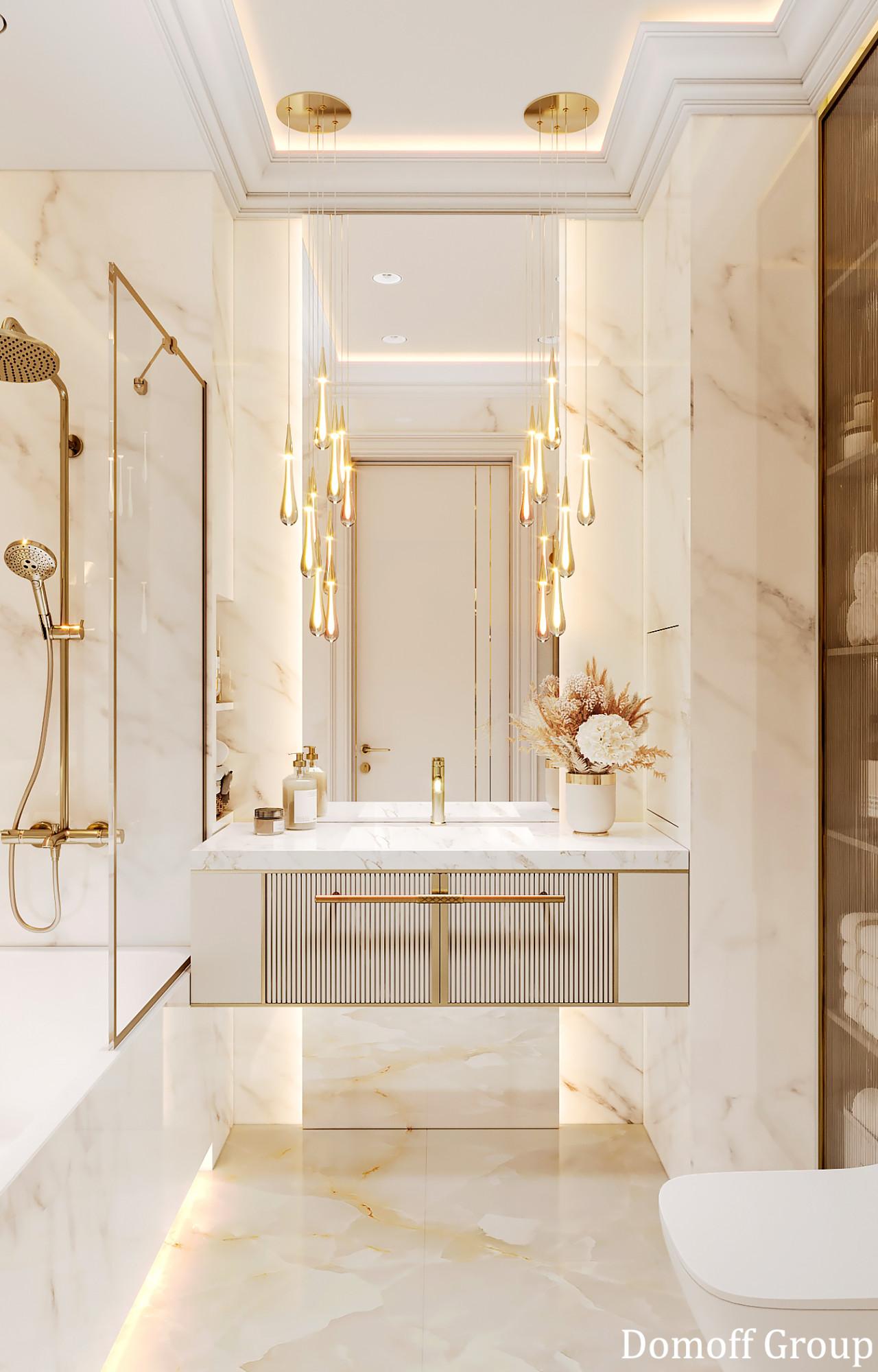 Bathroom in the master bedroom made in the style of Contemporary classics