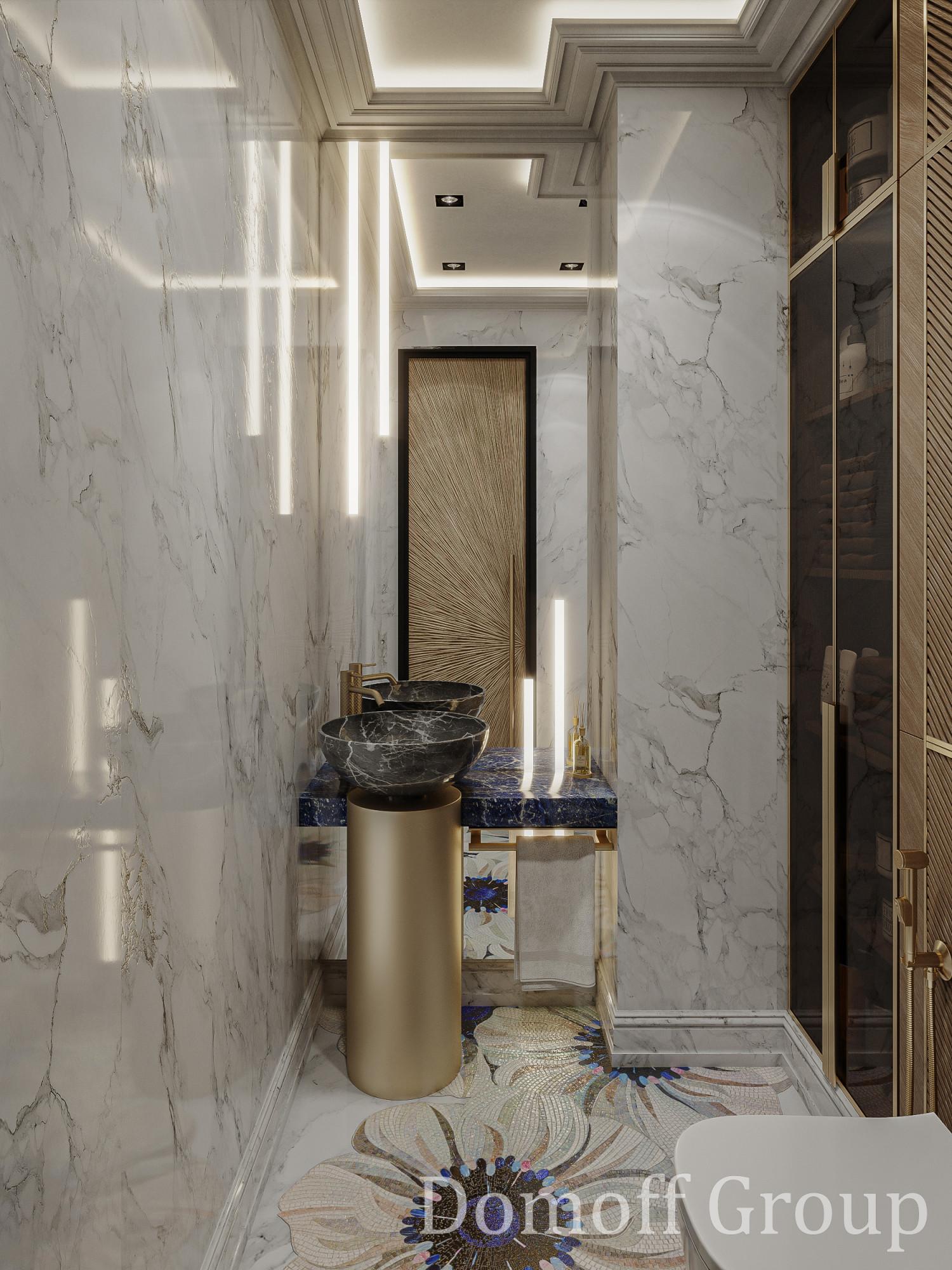Guest bathroom made in the style of Contemporary classics