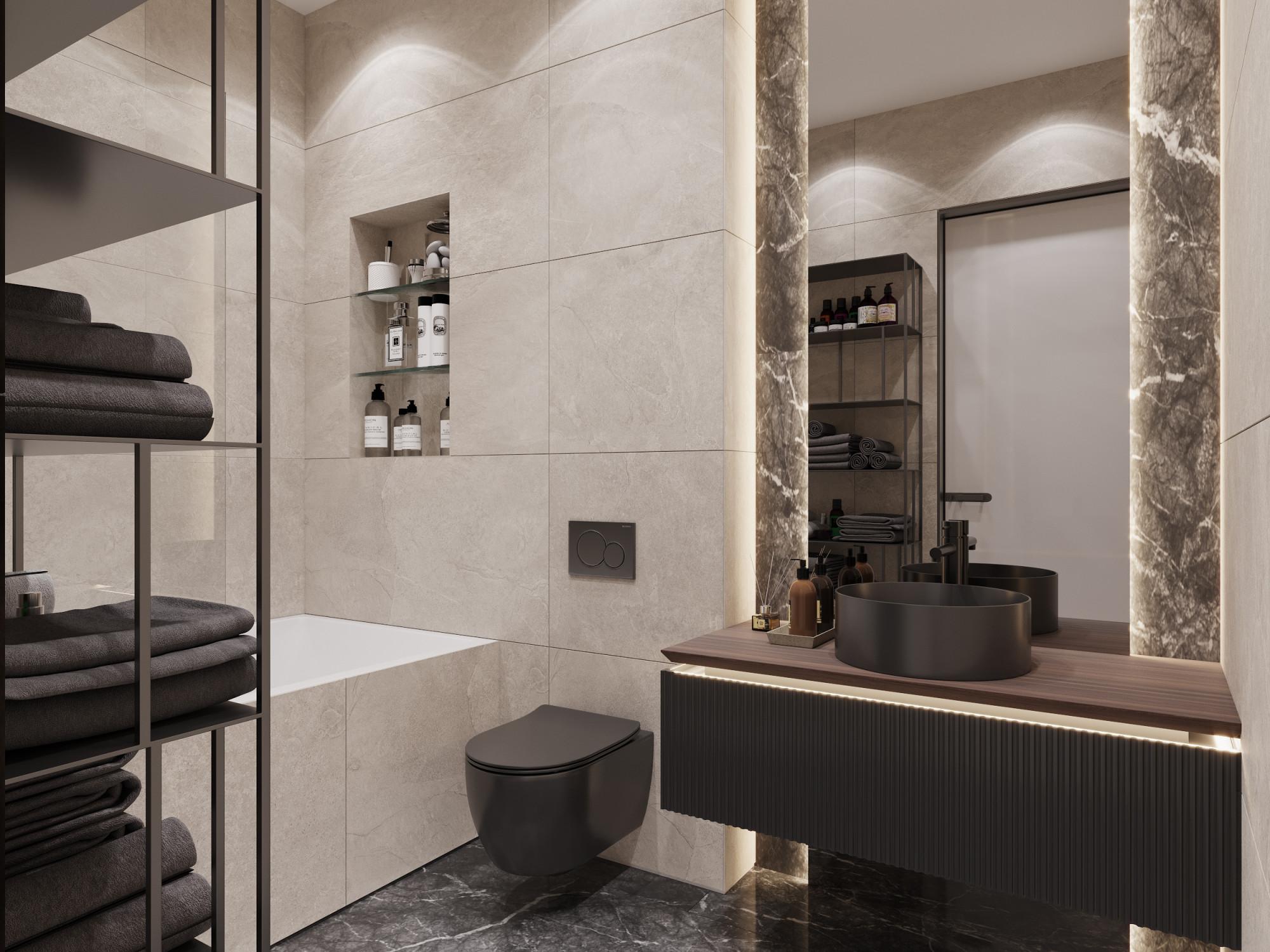 Bathroom in the master bedroom  made in the style of Contemporary classics