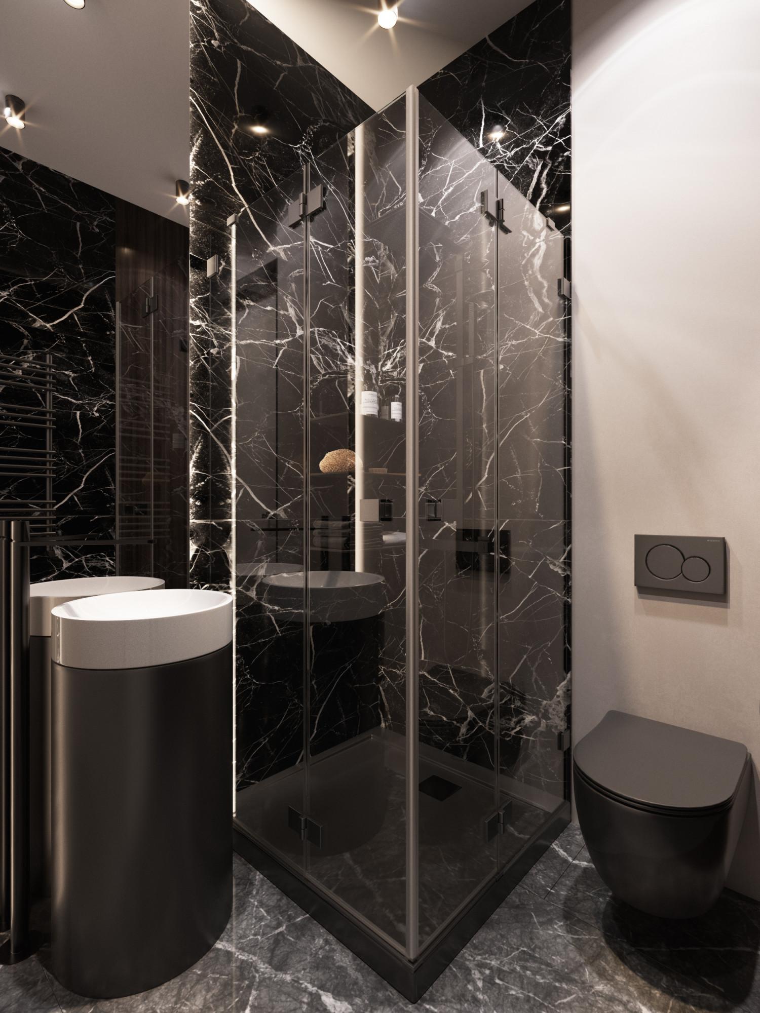 Guest bathroom made in the style of Contemporary classics