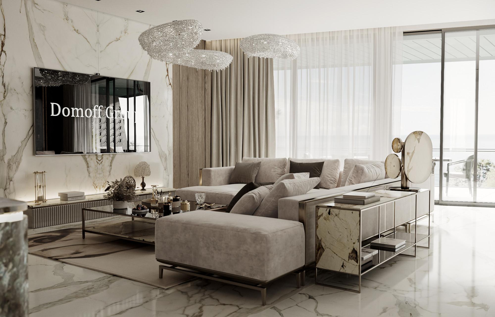Kitchen and living room made in the style of Contemporary