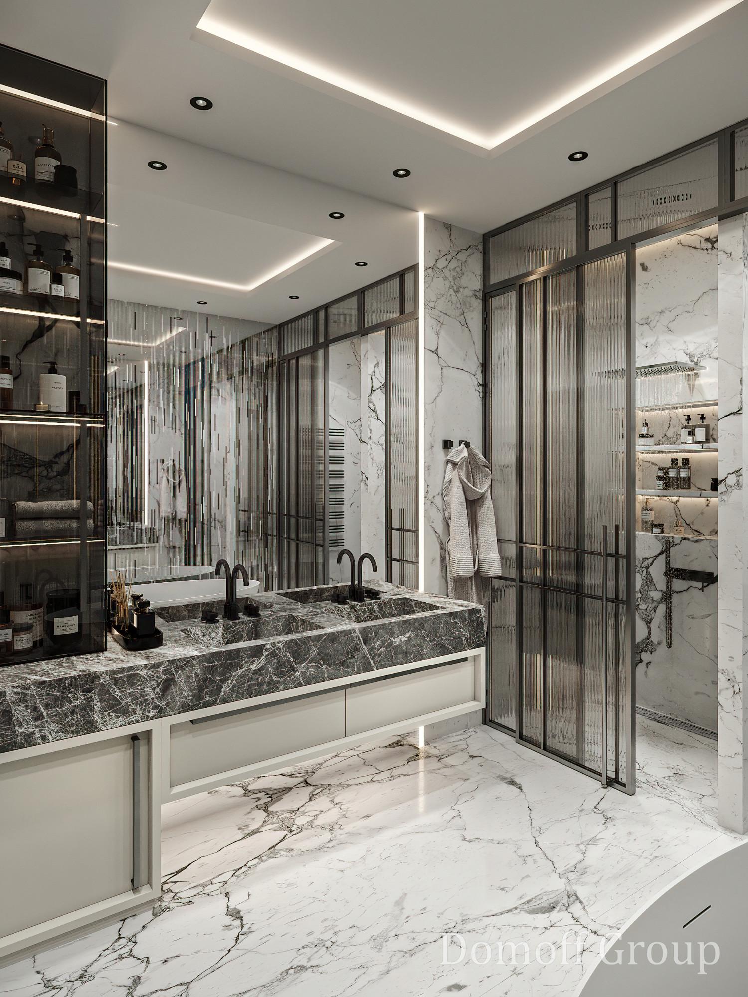 Bathroom in the master bedroom made in the style of Contemporary Minimalism