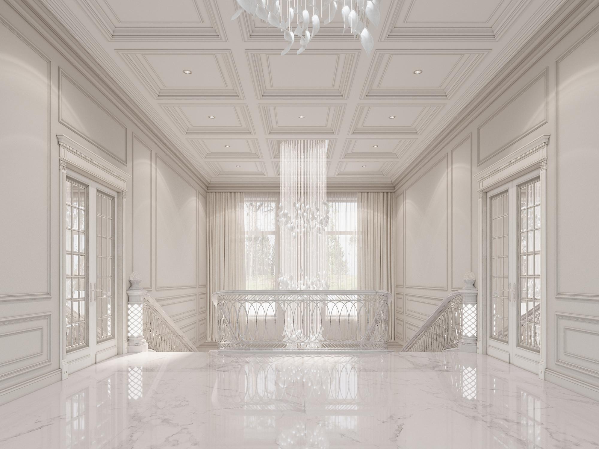 Staircase hall 2nd floor made in the style of Neoclassicism