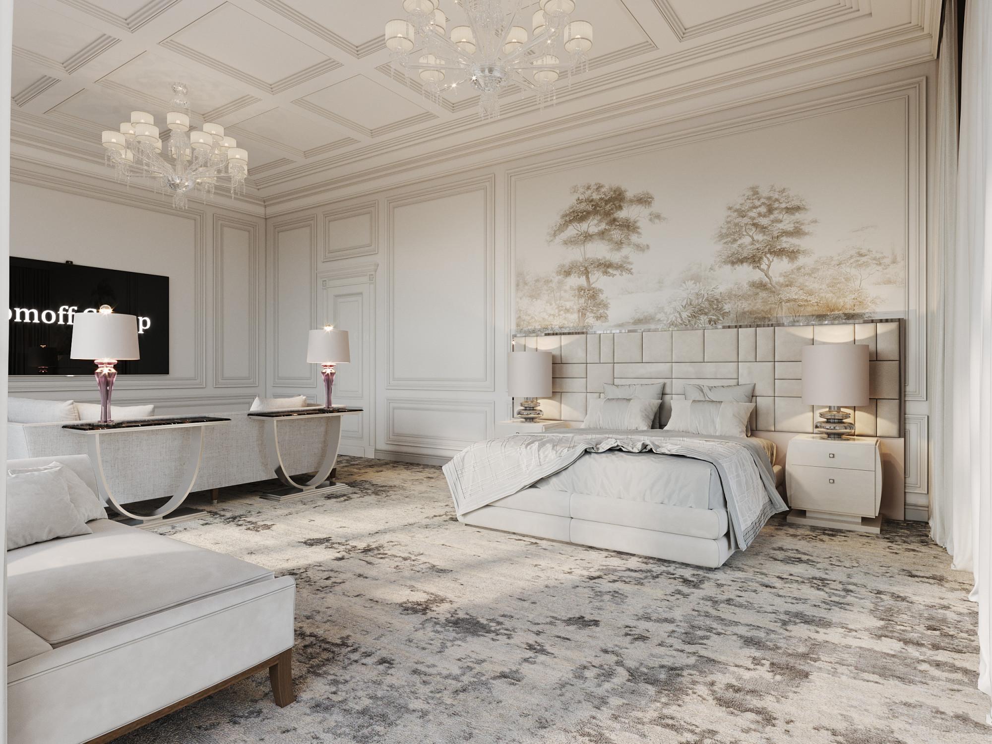 Master bedroom made in the style of Neoclassicism