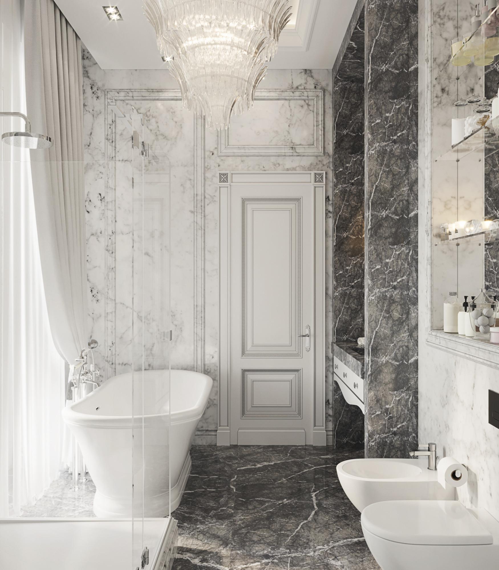Bathroom in the guest room 2nd floor made in the style of Neoclassicism