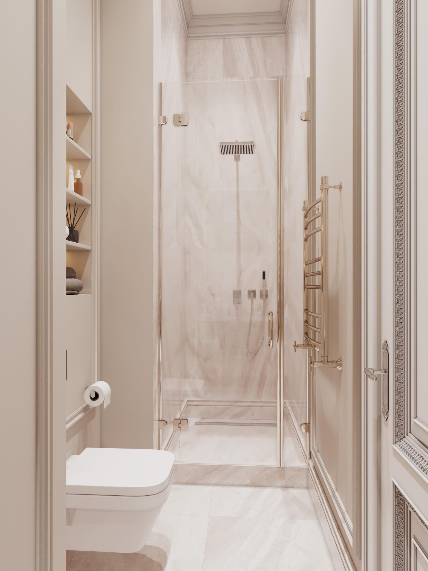 Bathroom in the nanny's bedroom made in the style of Neoclassicism