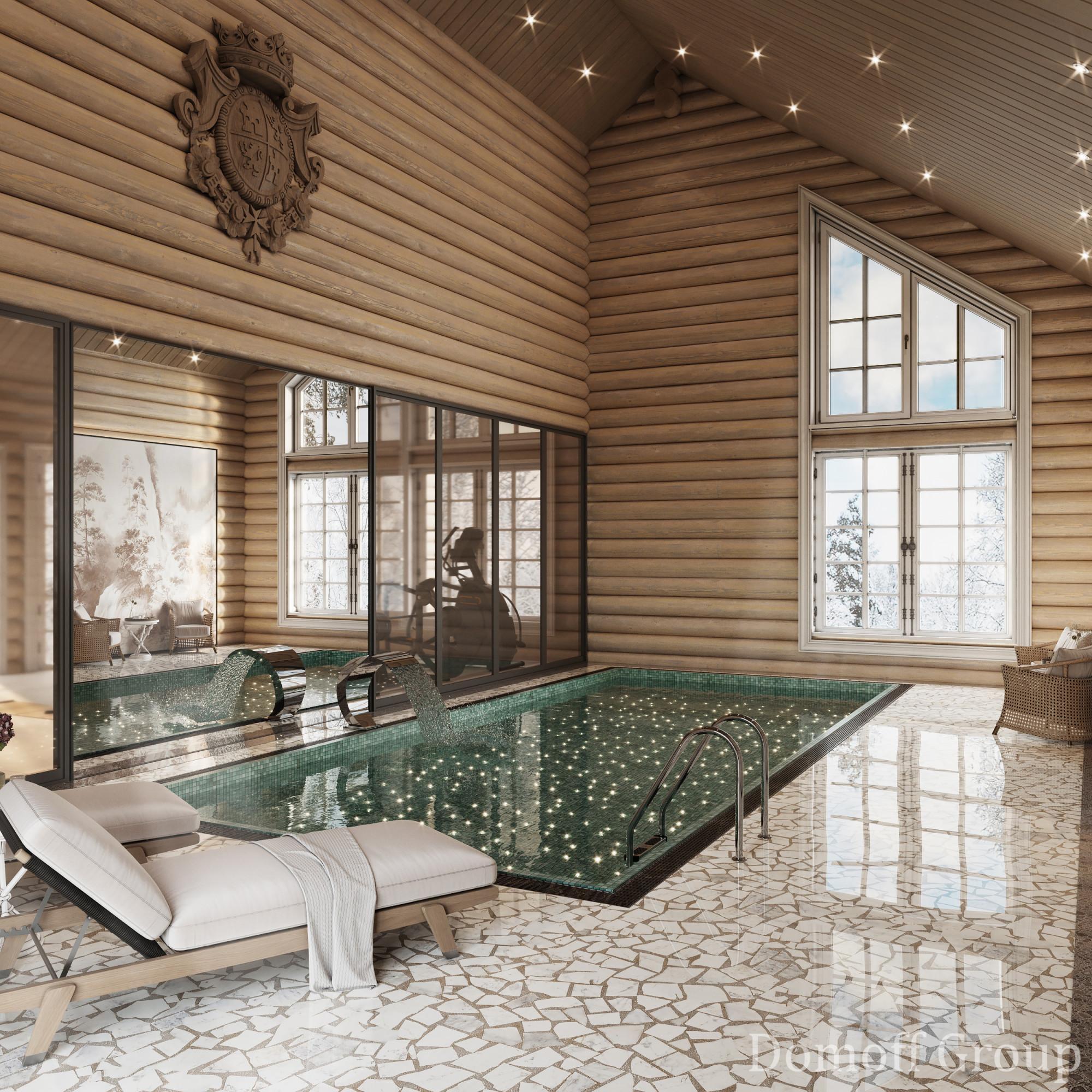 Swimming pool made in the style of Chateau