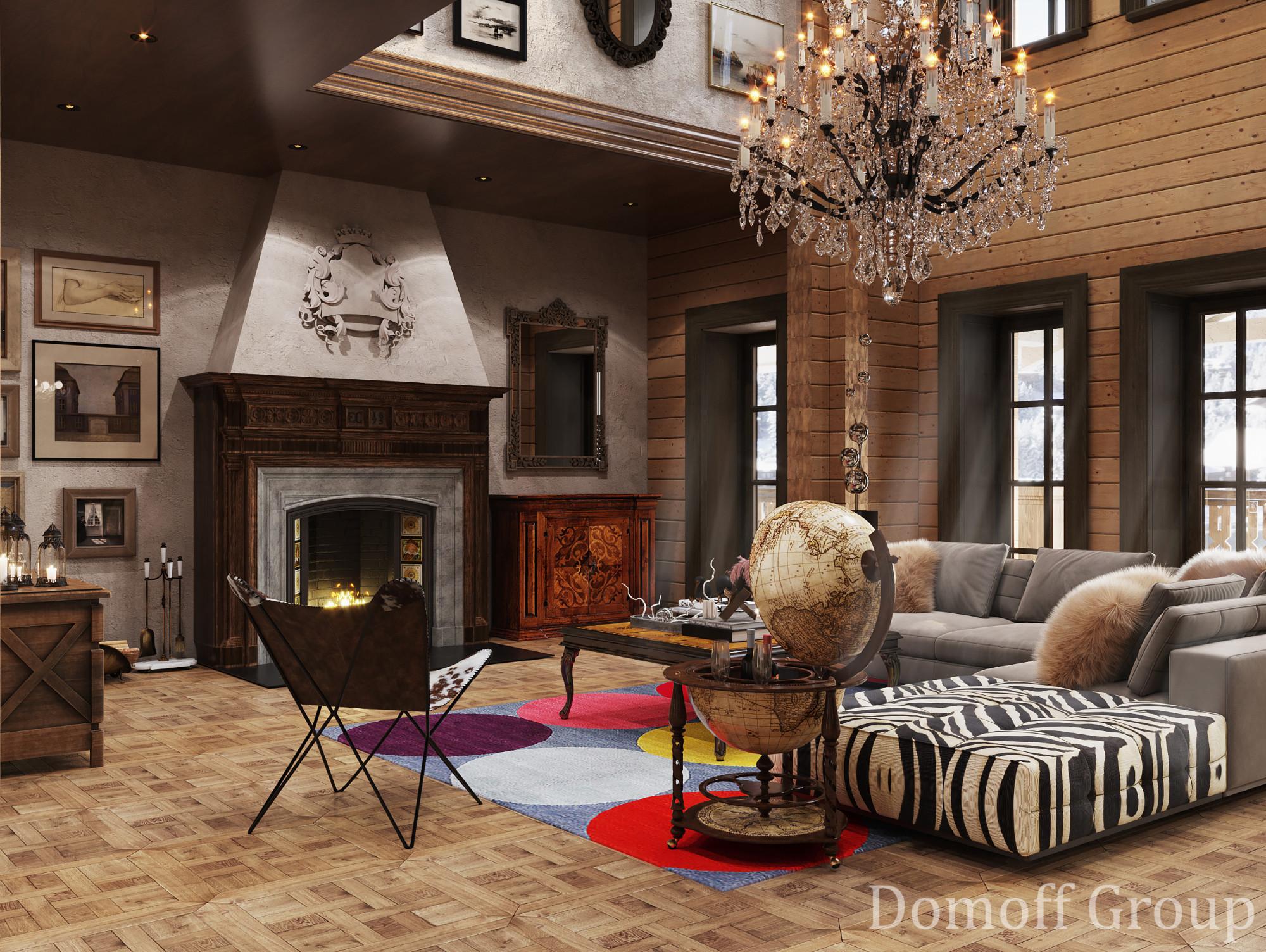 Kitchen and living room made in the style of Chateau