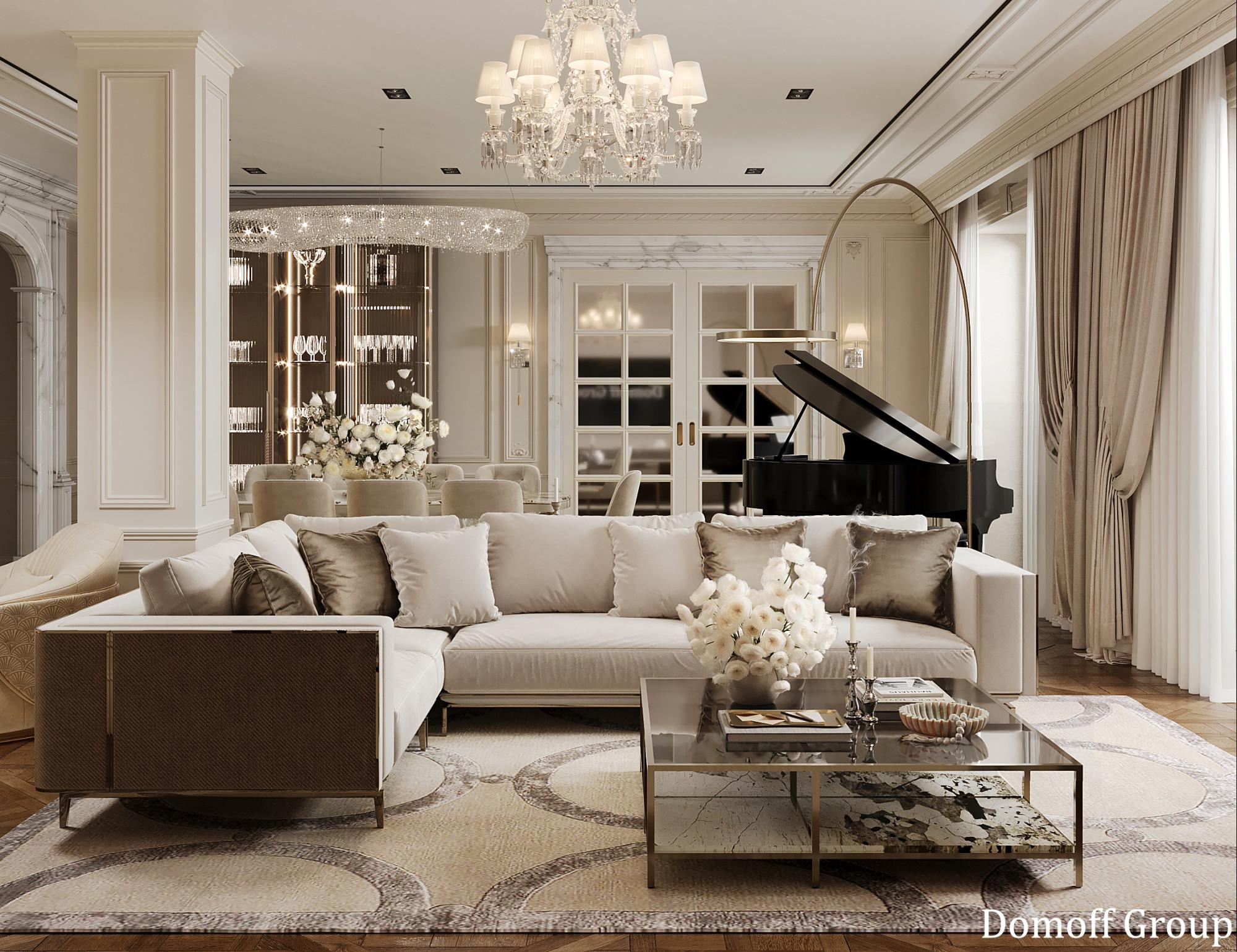 Living room made in the style of Contemporary classics Neoclassicism