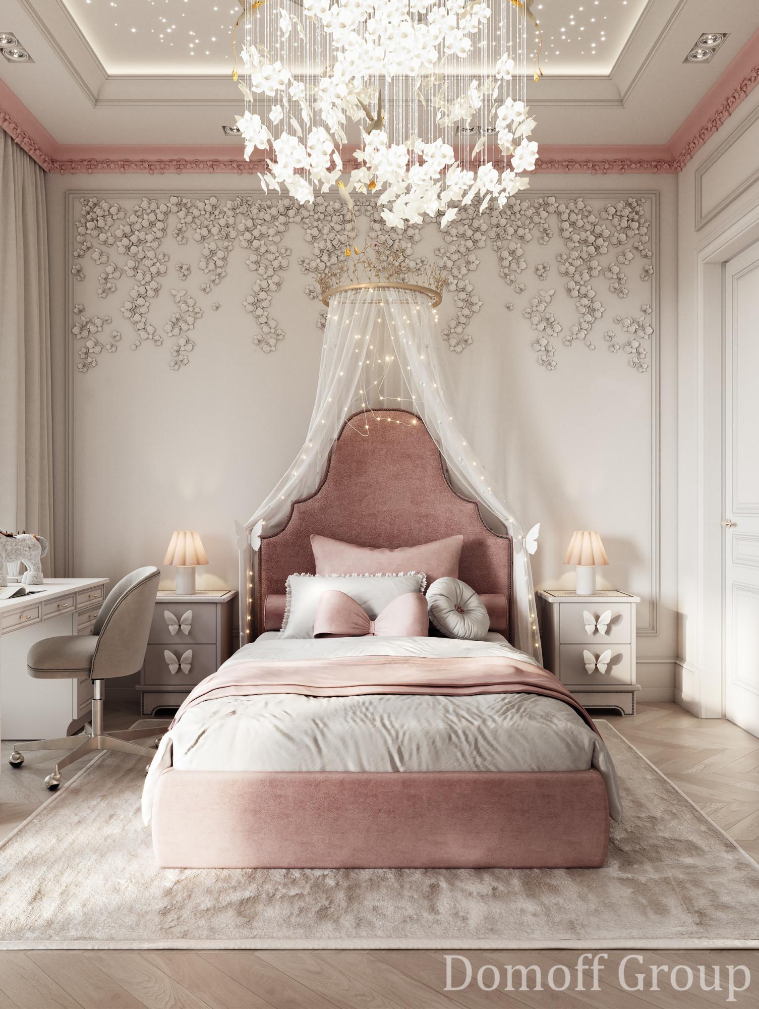 Girl's nursery room made in the style of Contemporary classics Neoclassicism