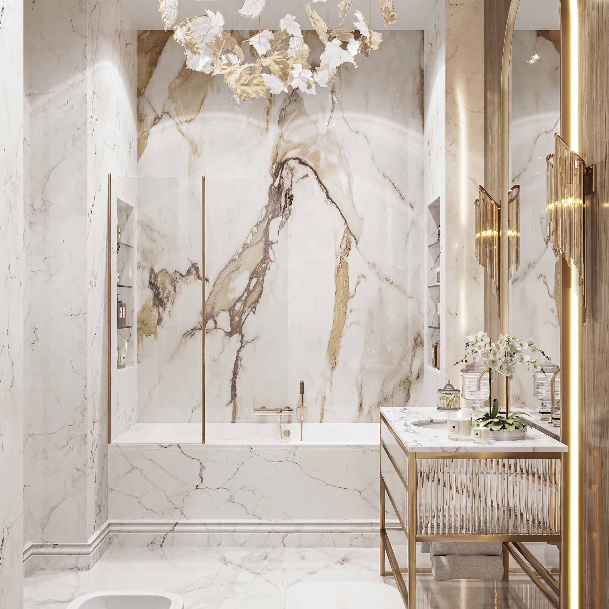 Guest bathroom at the 1st floor made in the style of Contemporary classics