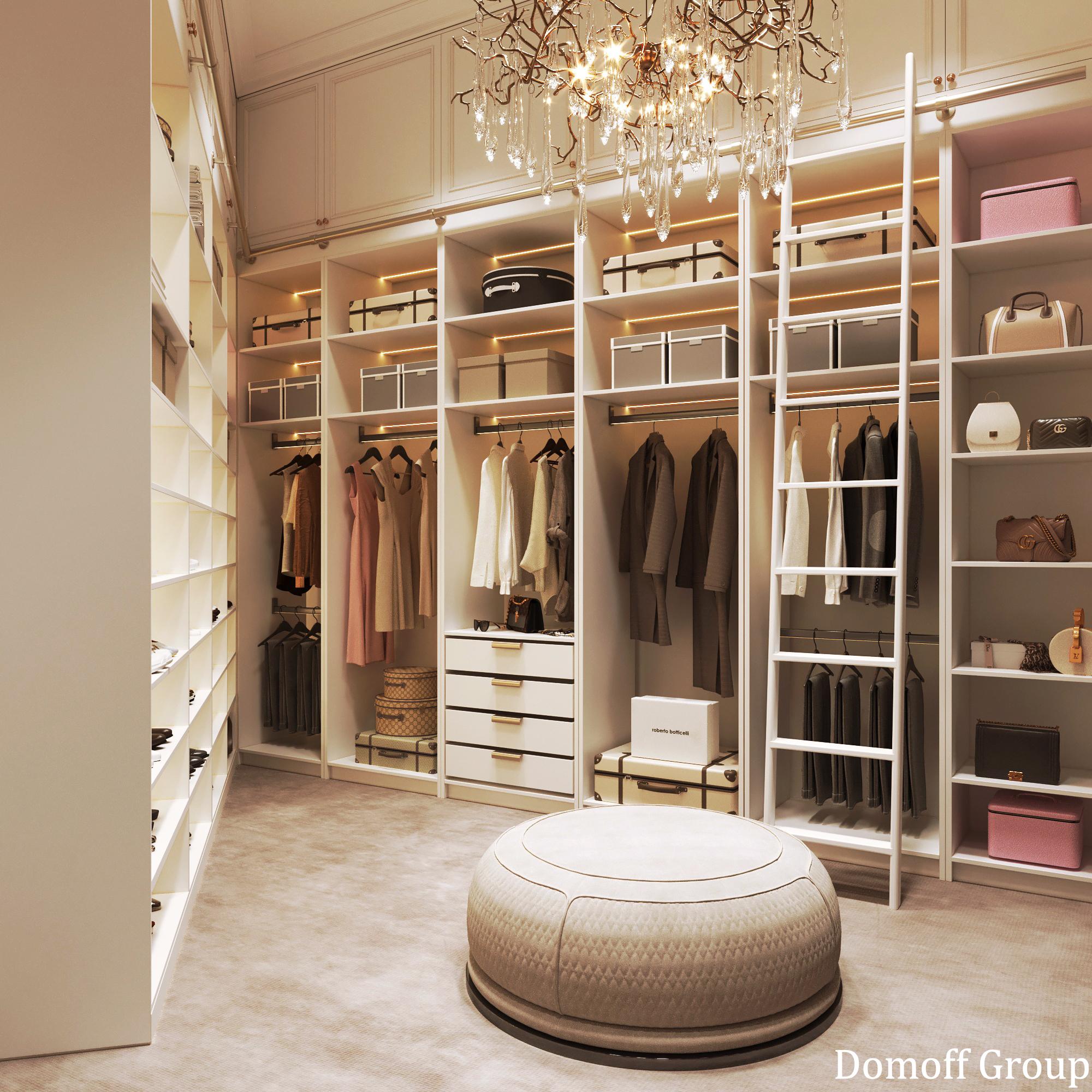 Dressing room in the master bedroom made in the style of Contemporary classics