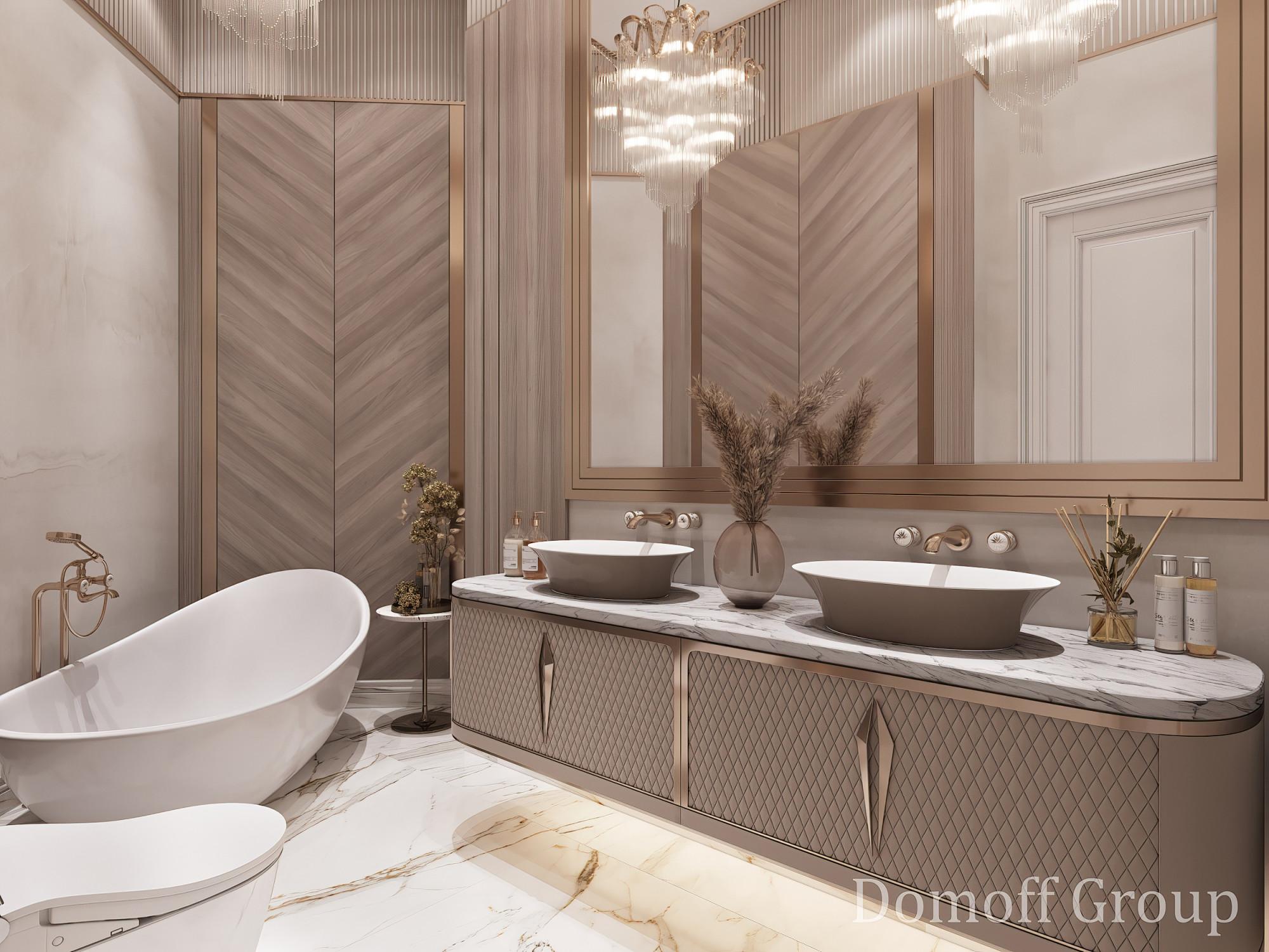 Bathroom in the master bedroom made in the style of Contemporary classics