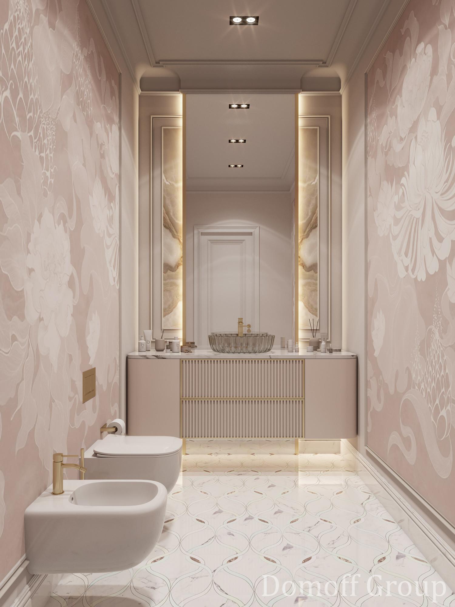 Bathroom in the rest room made in the style of Contemporary classics