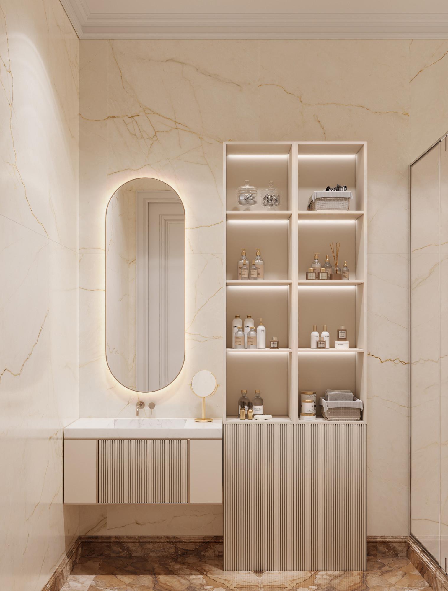 Bathroom in the staff bedroom made in the style of Contemporary classics