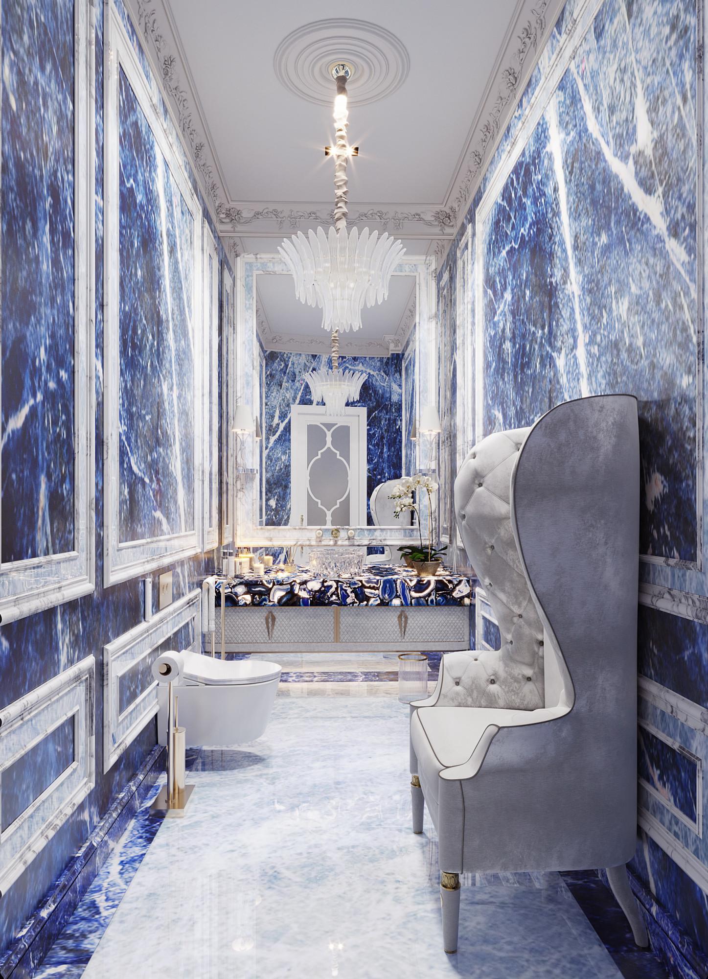 Bathroom №1 on the 1st floor made in the style of Neoclassicism
