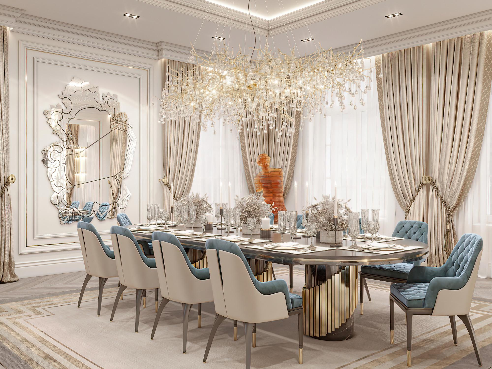 Dining room made in the style of Neoclassicism