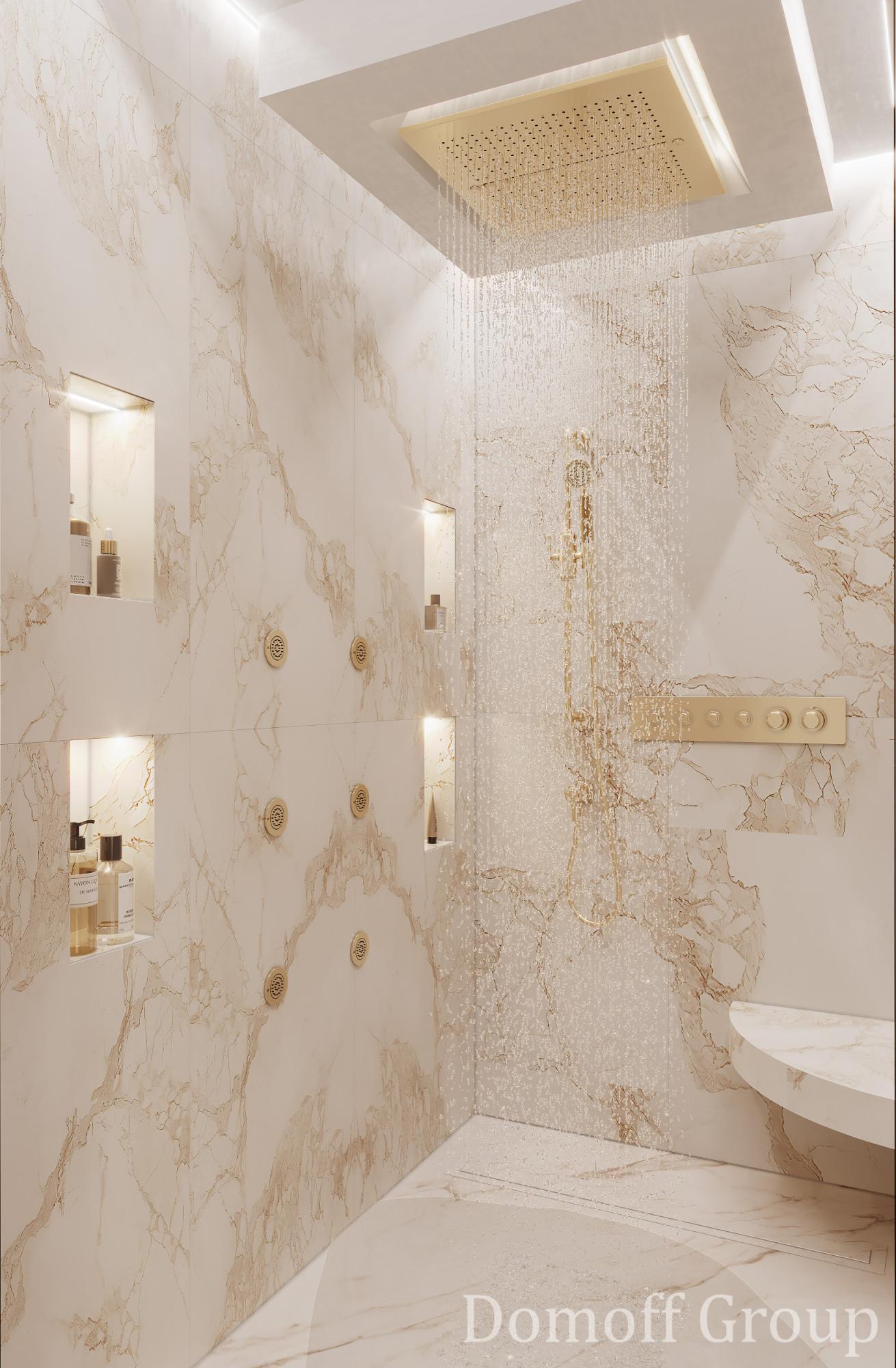 Bathroom in the master bedroom made in the style of Neoclassicism