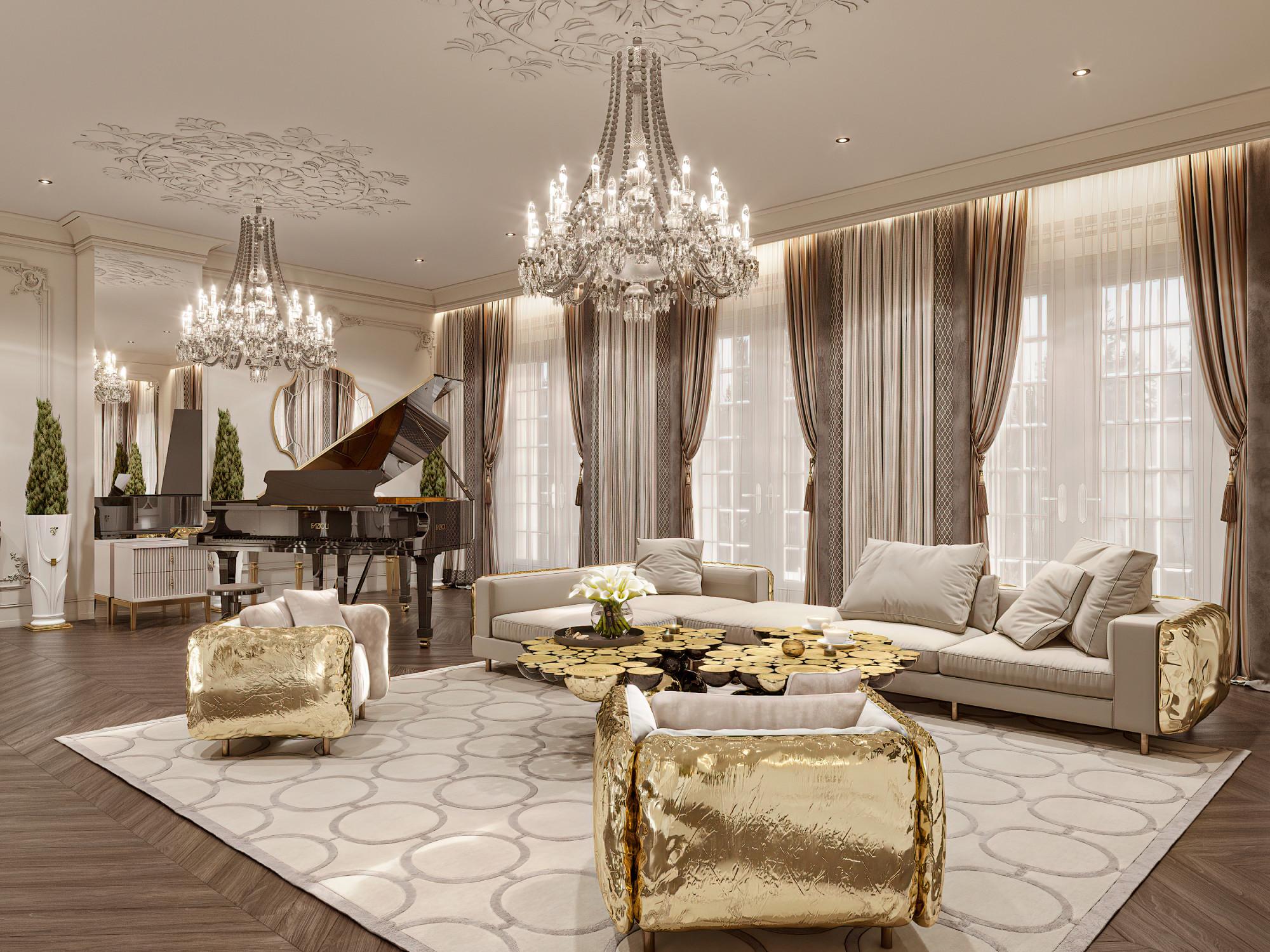 Music salon made in the style of Neoclassicism