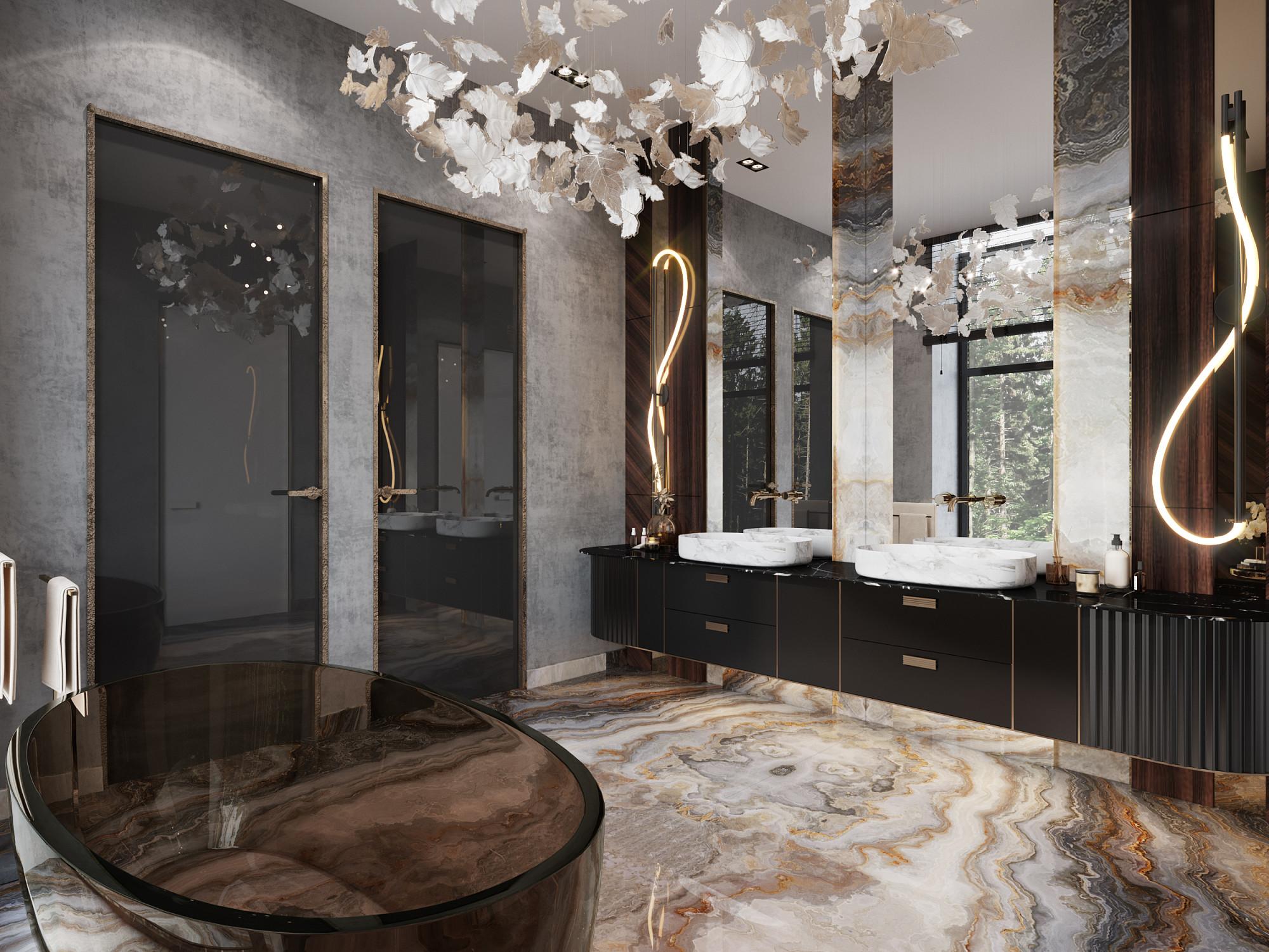 Bathroom in the master bedroom made in the style of Modern Contemporary