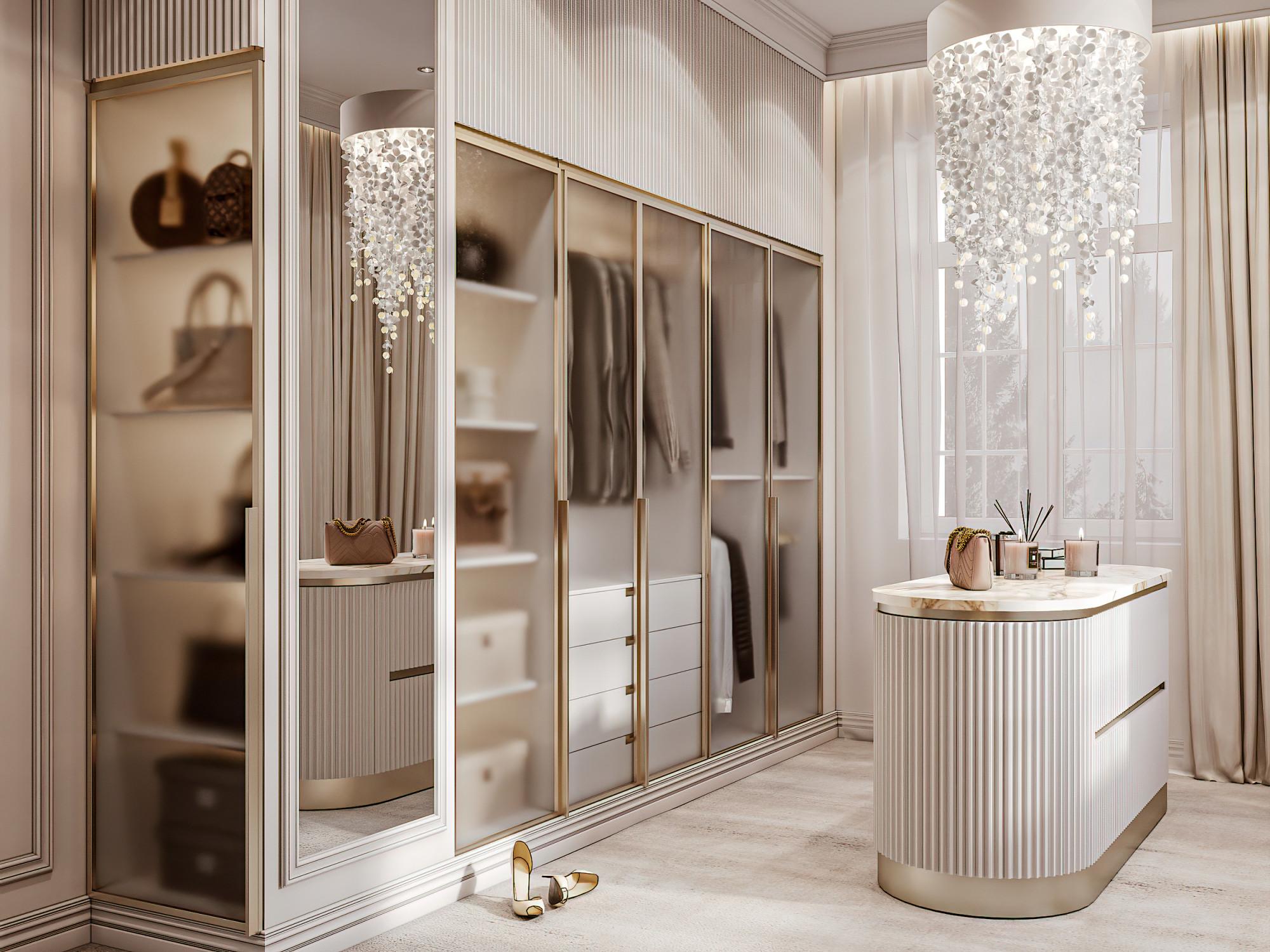 Dressing room to the bedrooms on the 2nd floor made in the style of Contemporary classics