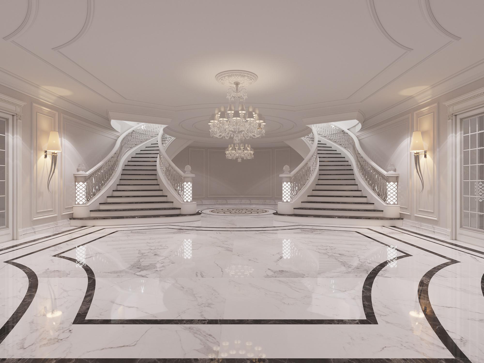 Basement stairwell hall made in the style of Contemporary classics Neoclassicism