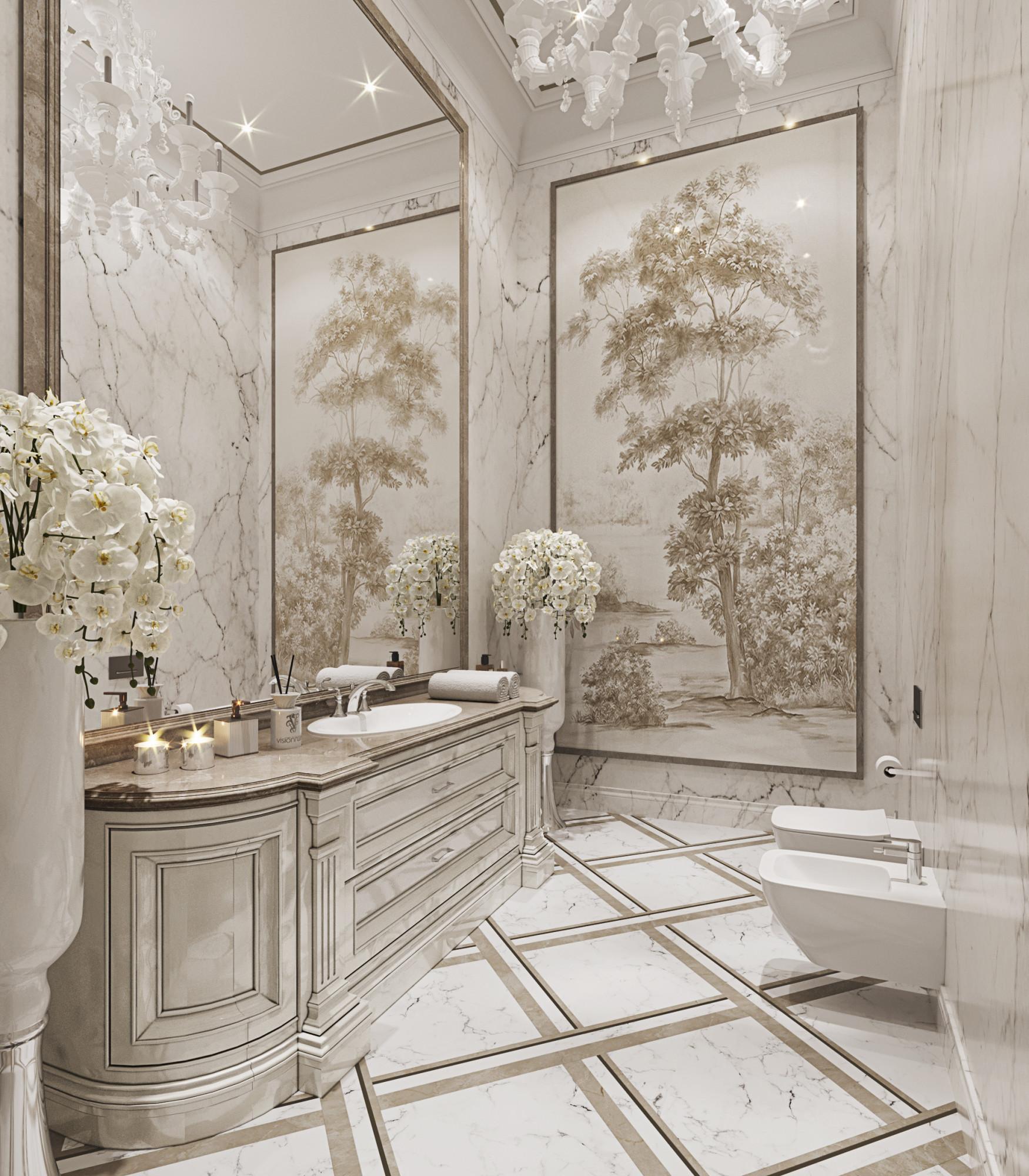 Guest bathroom made in the style of Contemporary classics