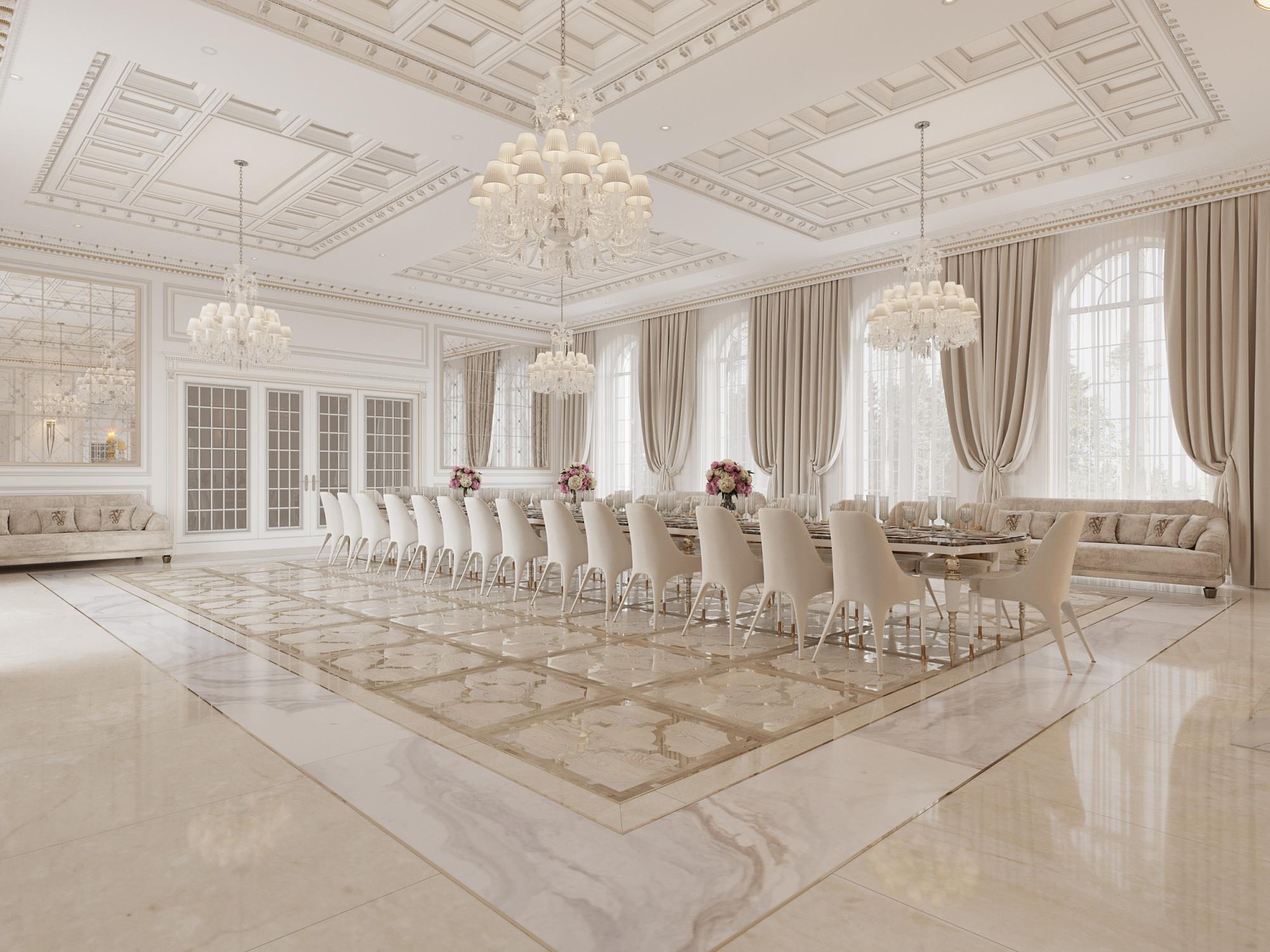 Banquet hall made in the style of Neoclassicism