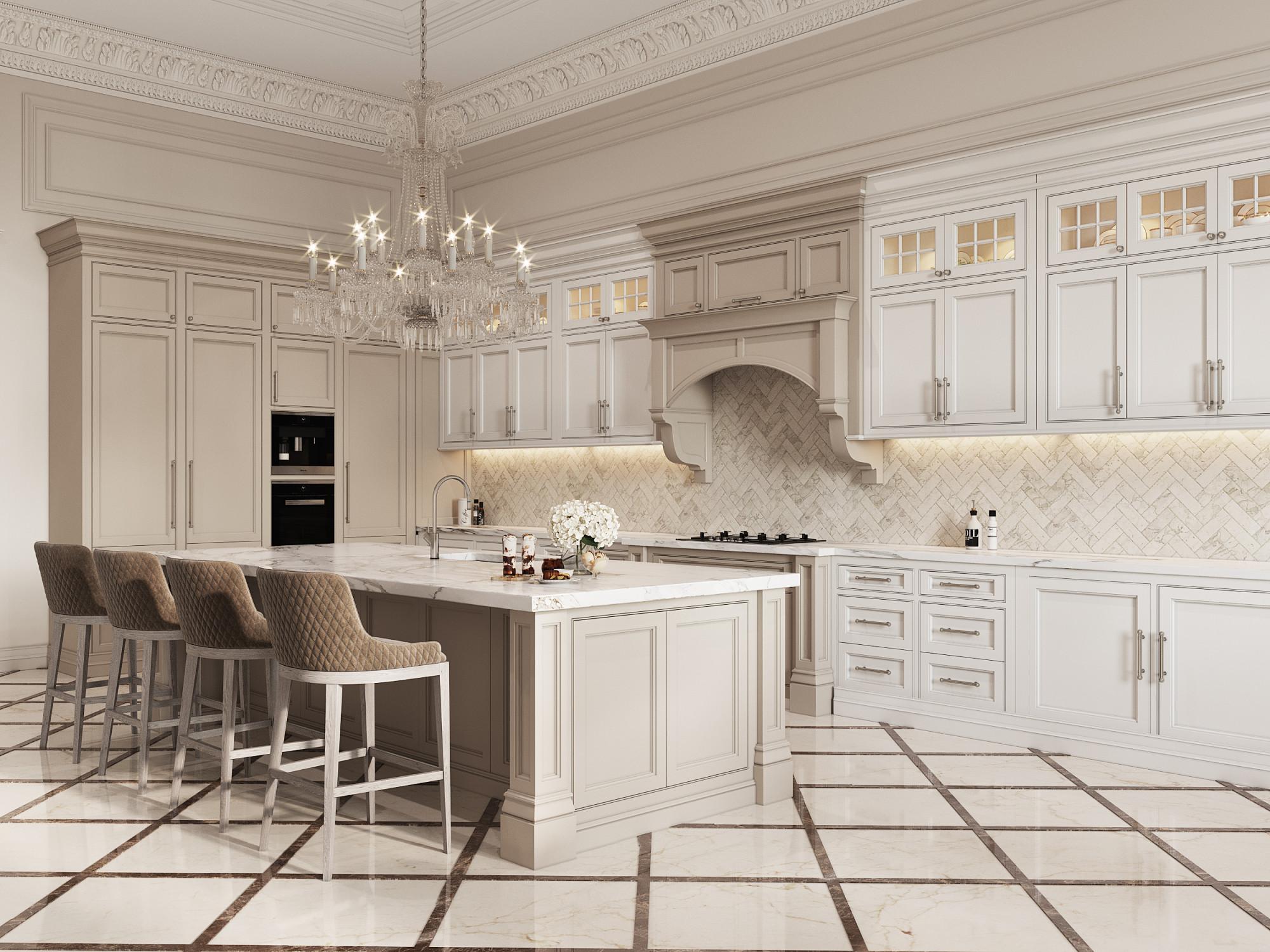Kitchen made in the style of Neoclassicism