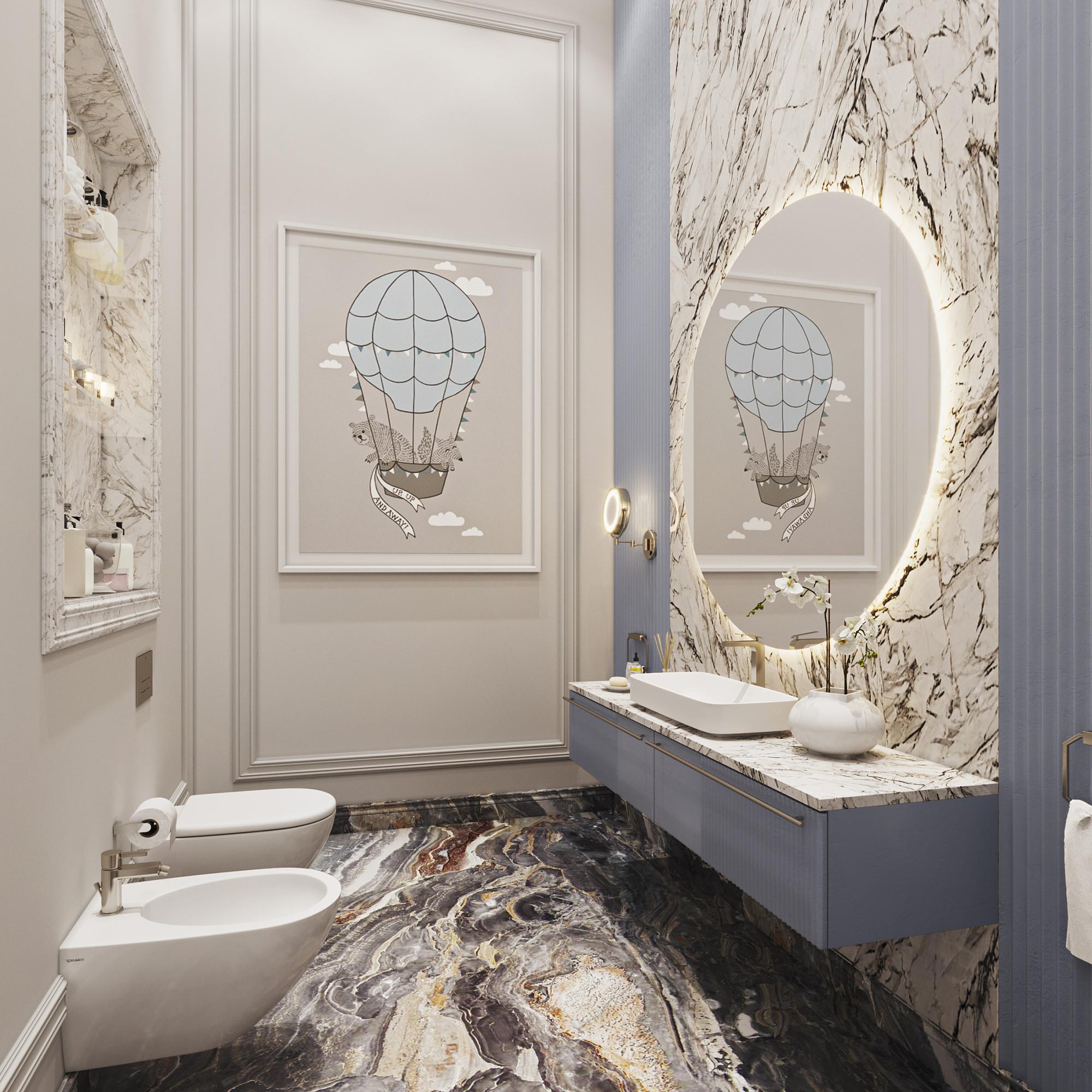 Bathroom in the study room made in the style of Contemporary classics