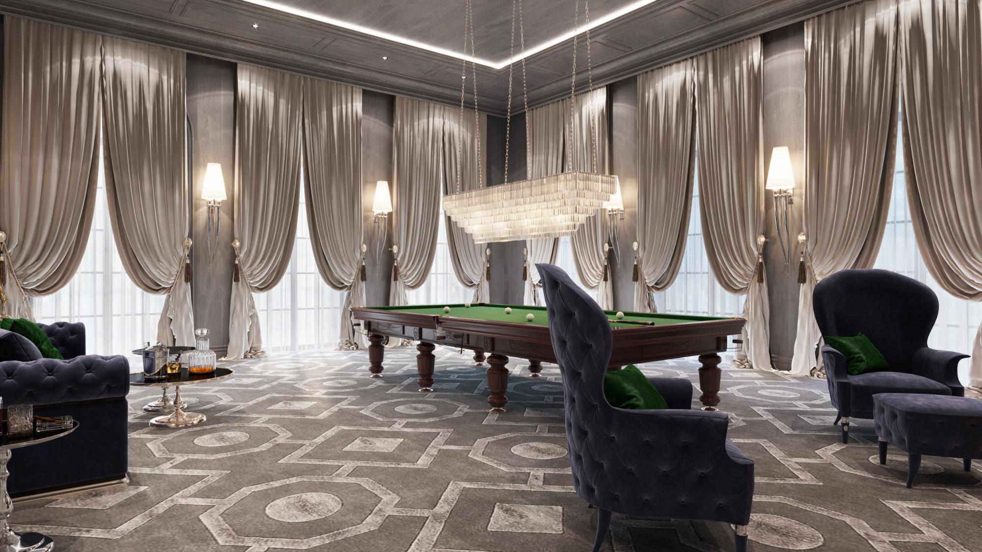Billiard room made in the style of Contemporary classics