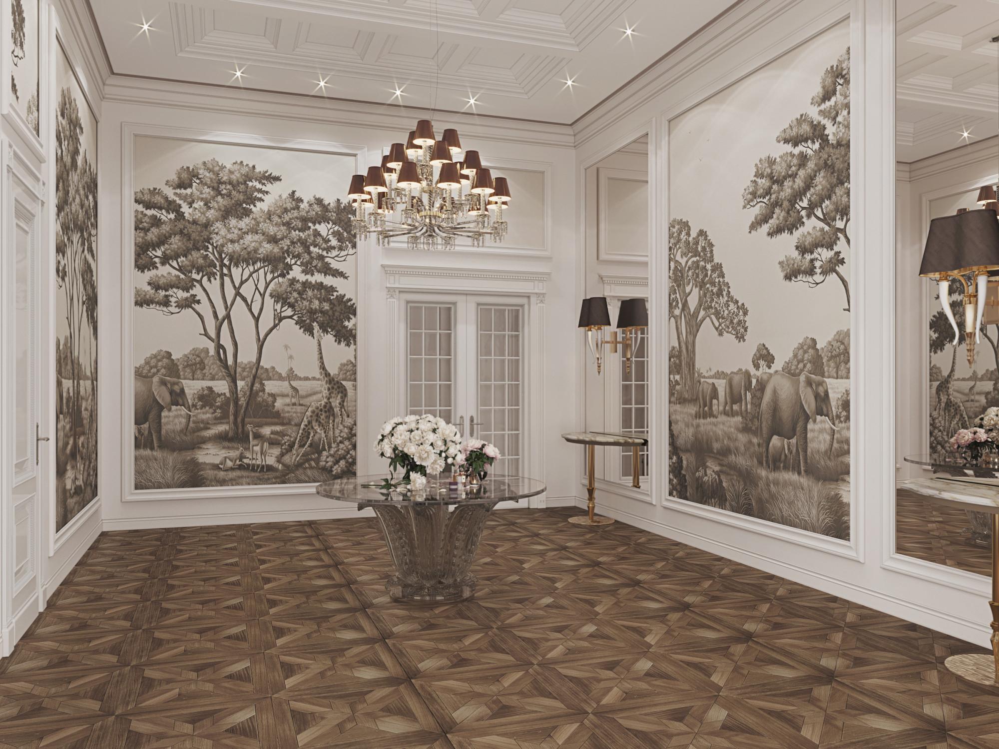 Hall to the master bedroom made in the style of Contemporary classics Neoclassicism