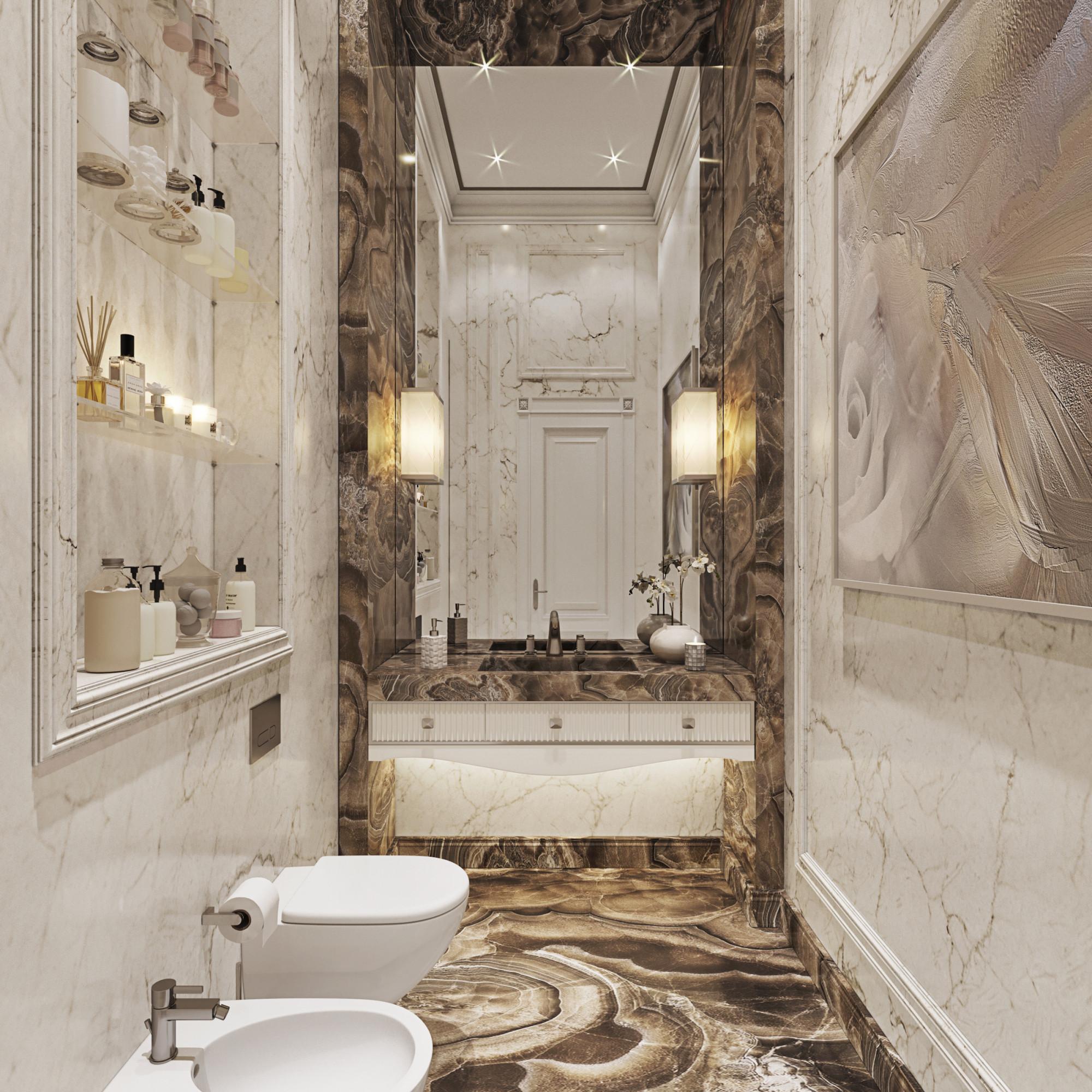 Bathroom №1 in the master bedroom made in the style of Contemporary classics