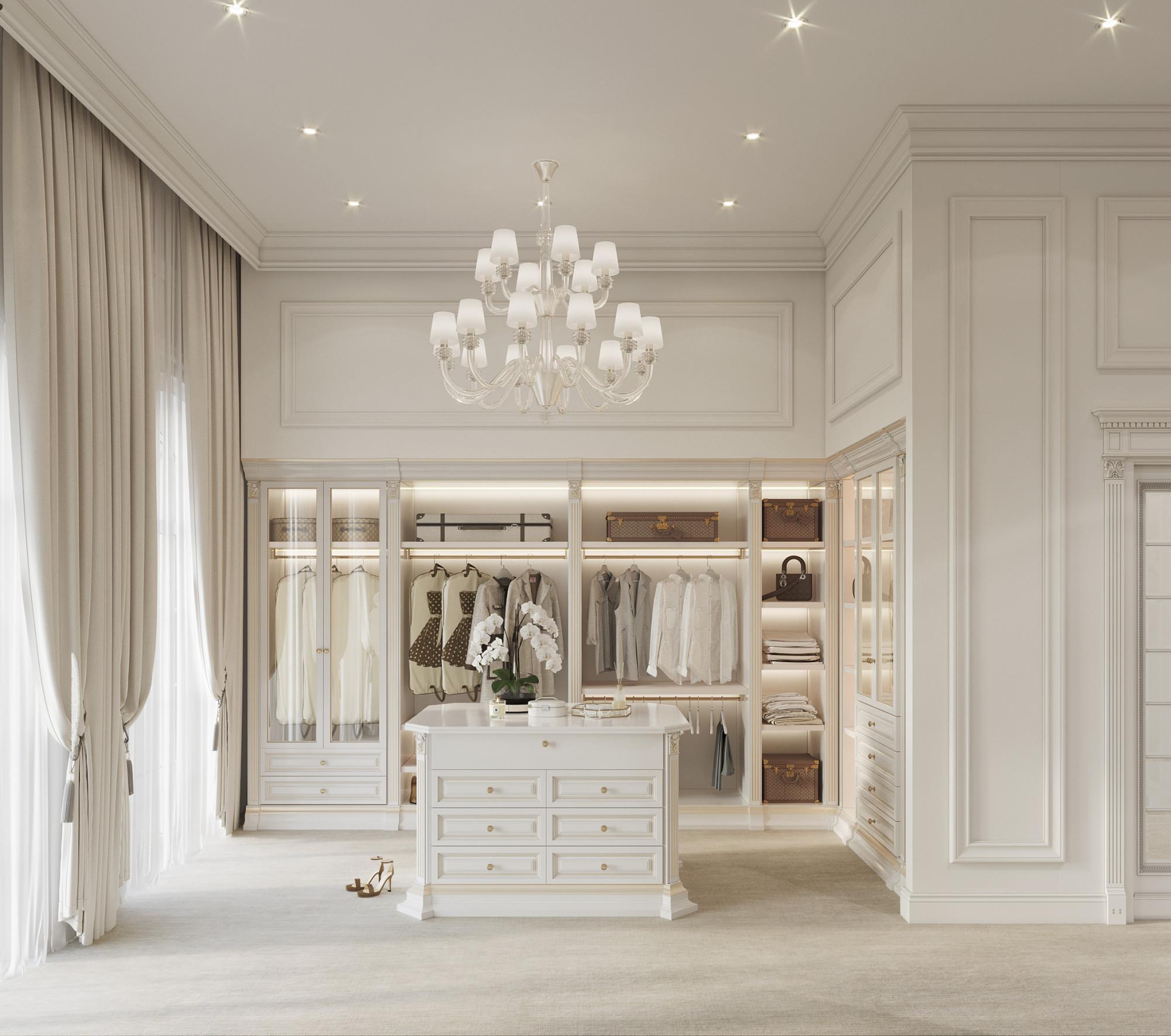 Women's dressing room in the master bedroom made in the style of Contemporary classics