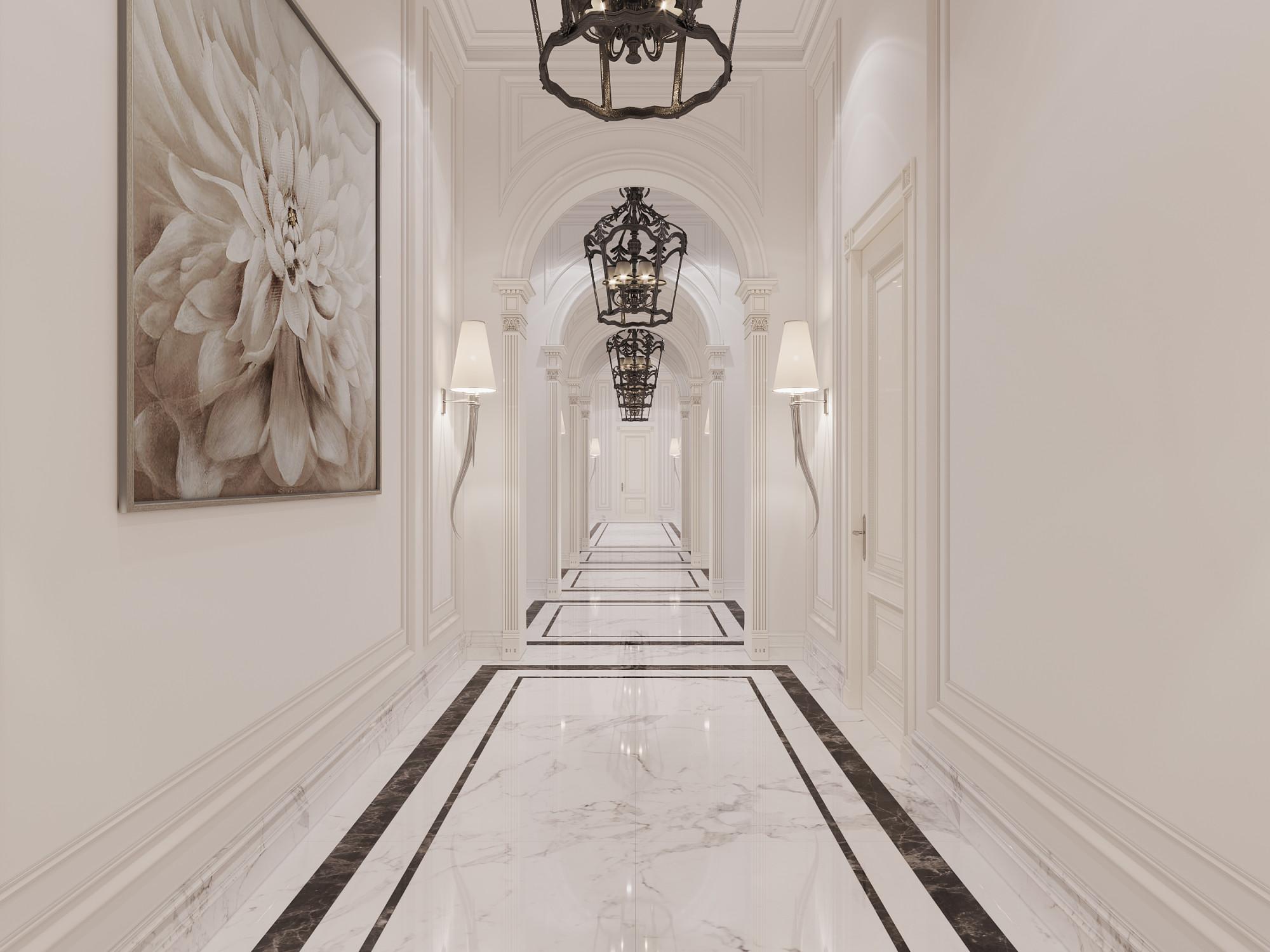 Hallway to the nursery rooms made in the style of Contemporary classics