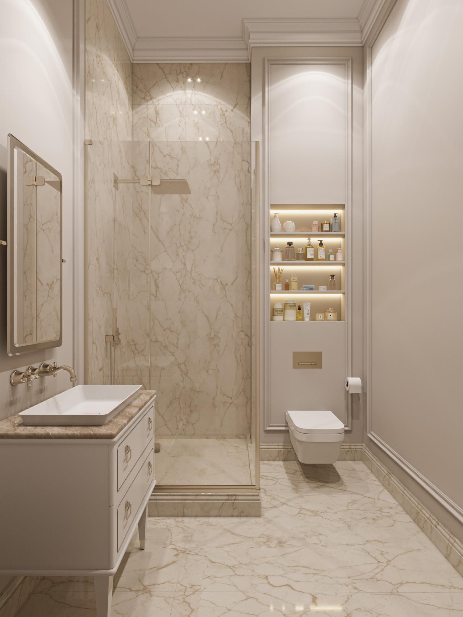 Bathroom in the nanny's bedroom №1 made in the style of Contemporary classics