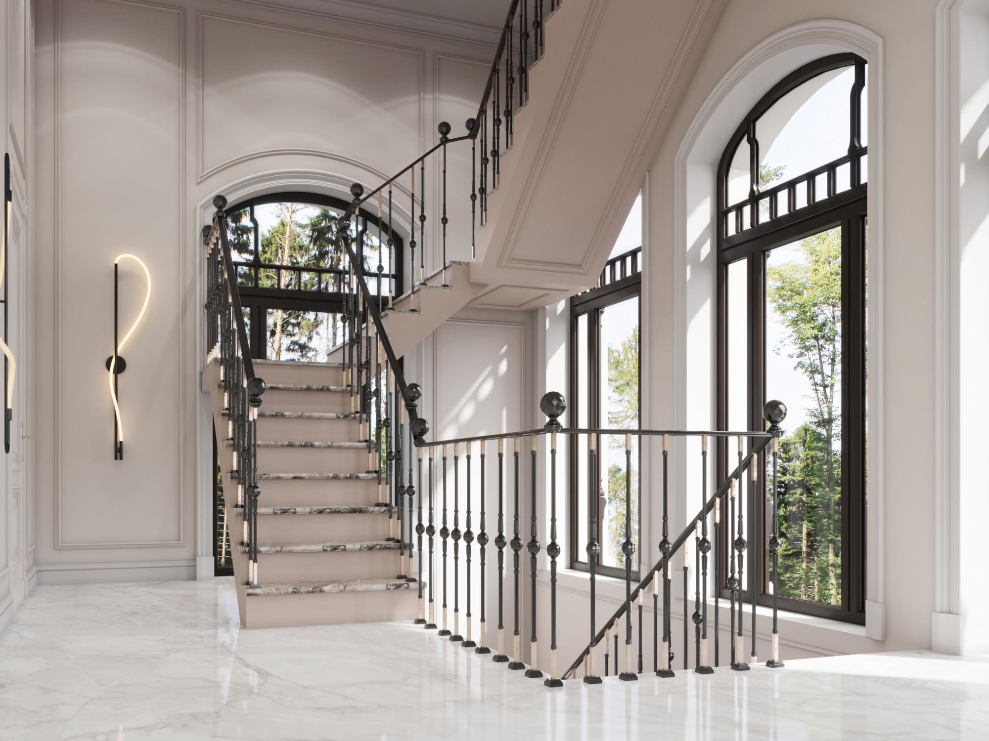 Staff staircase hall on the 2nd floor made in the style of Contemporary classics