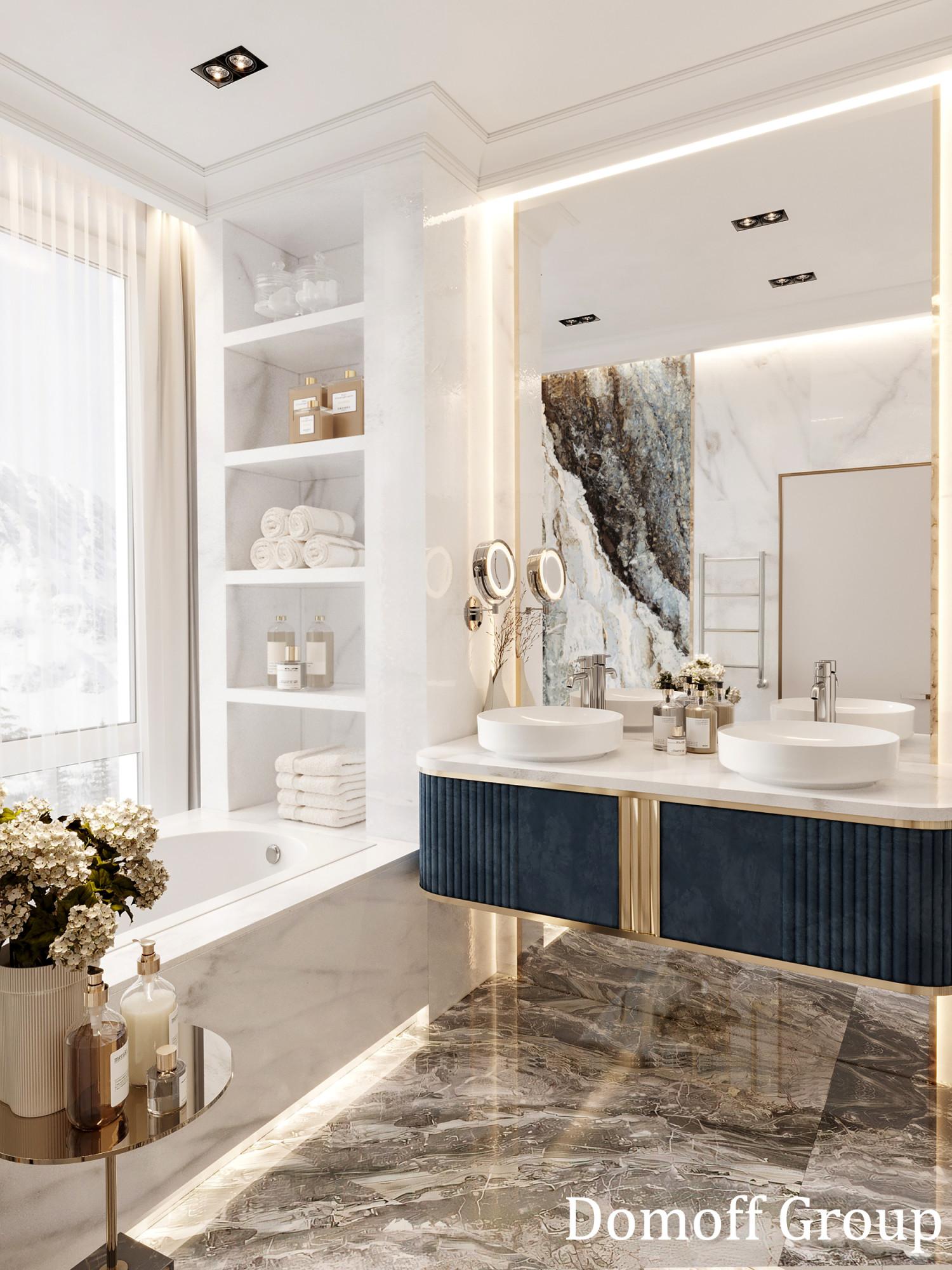 Bathroon in the master bedroom made in the style of Contemporary classics