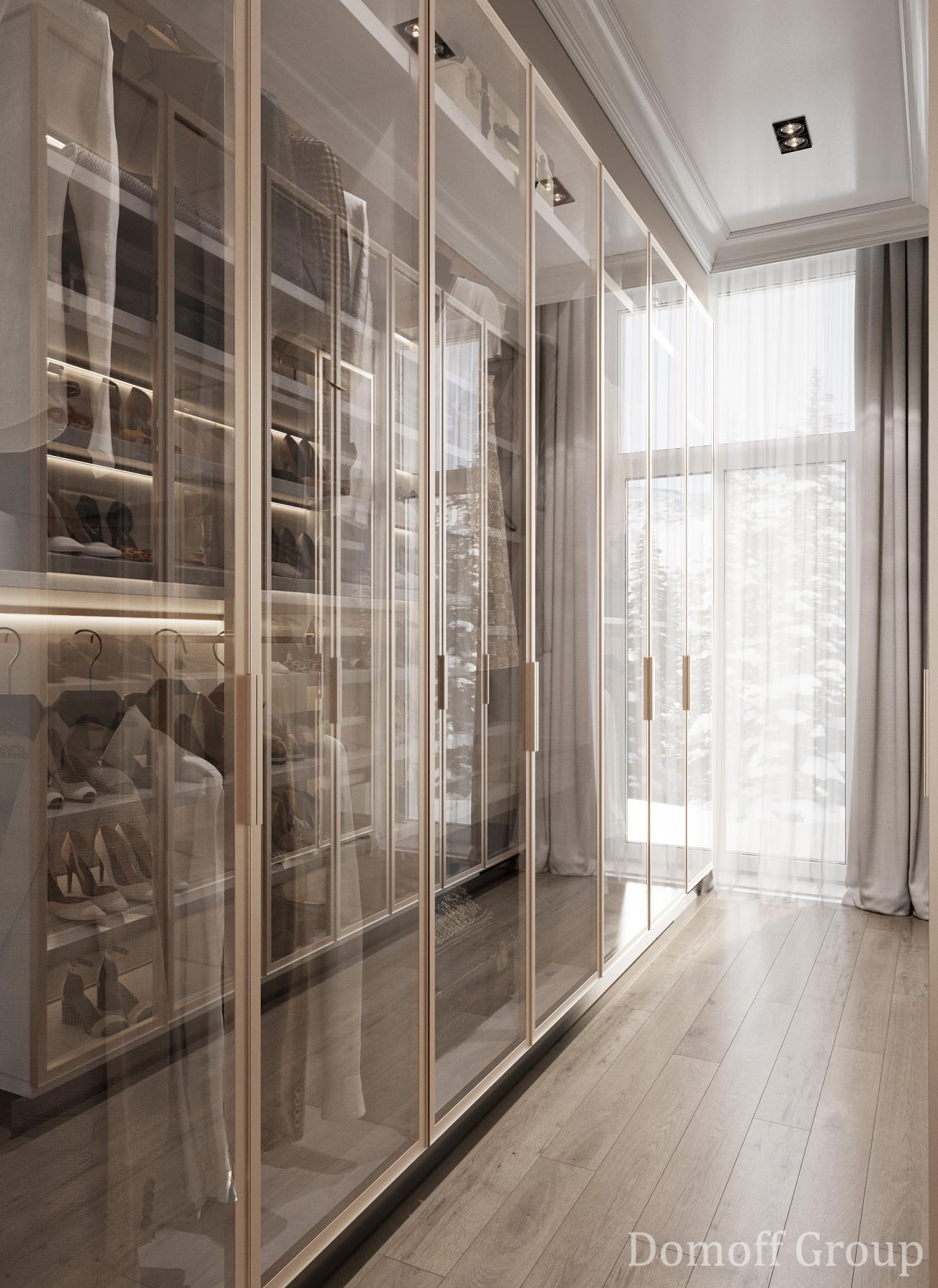 Dressing room in the master bedroom made in the style of Contemporary Minimalism