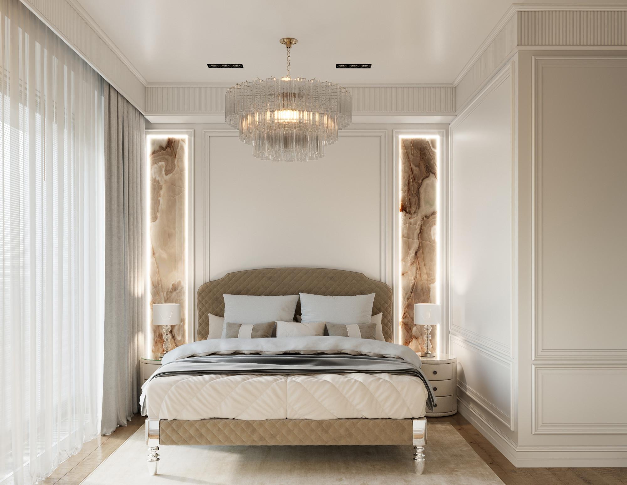 Master bedroom made in the style of Neoclassicism