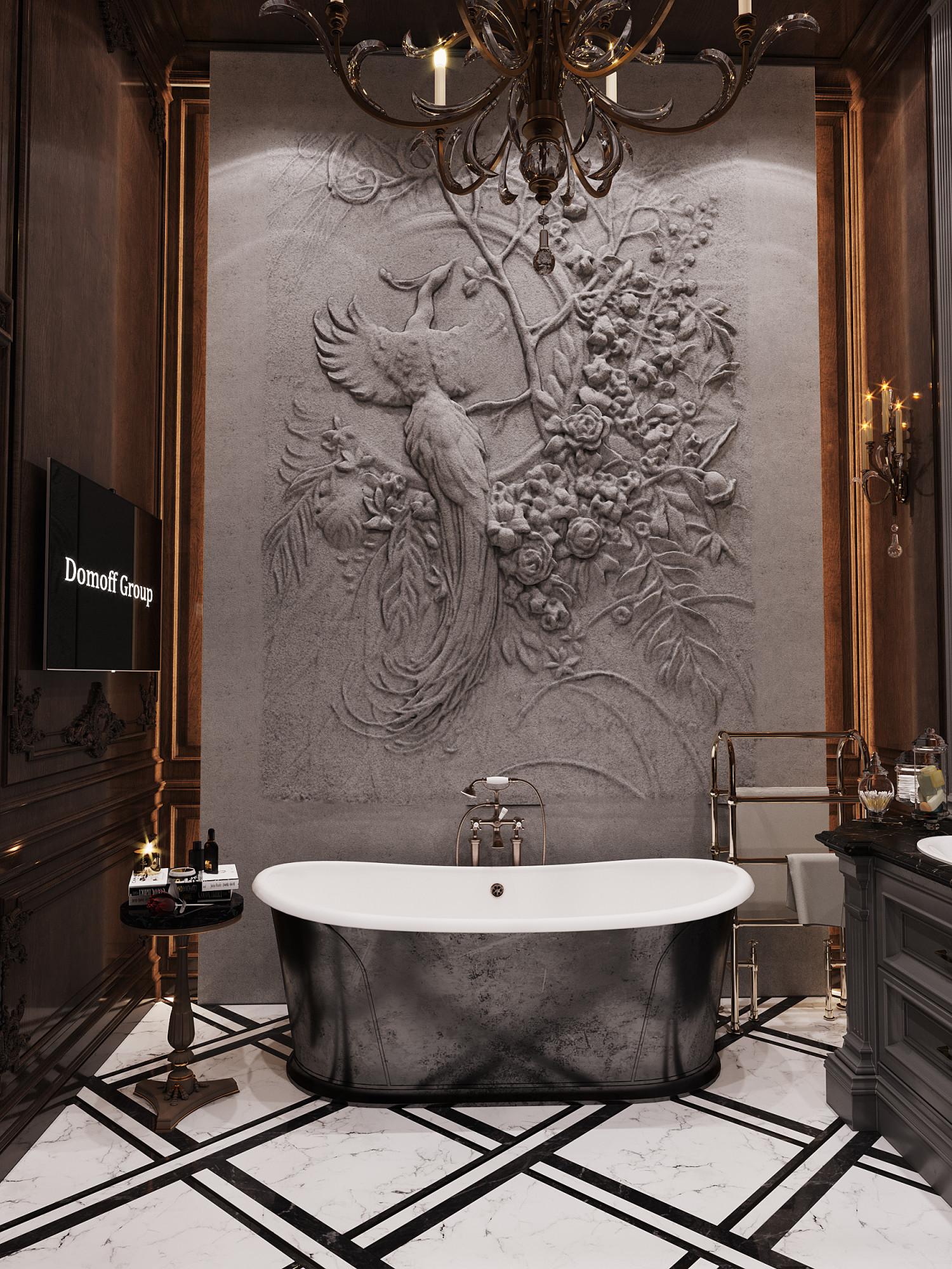 Bathroom in the master bedroom made in the style of Neoclassicism